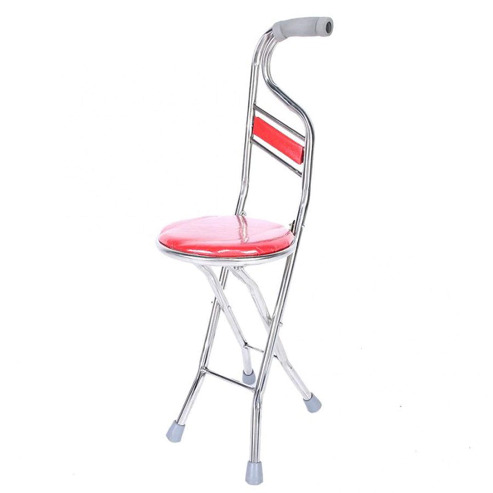 Bastón plegable con asiento, asientos para caminar de golf, taburete portátil de cuatro patas para viajes, senderismo, silla, ayuda para el cuidado de ancianos, fácil de transportar para diversos us