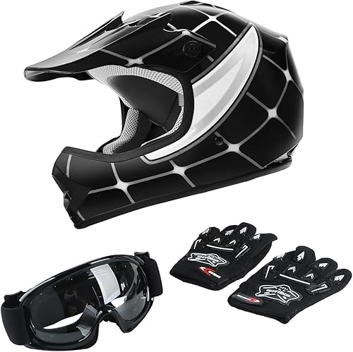 TCT-MOTORPARTS DOT Youth Kids Motocross ATV Helmets Offroad Street Dirt Bike Go-Kart BMX MX Full Face Helmet
