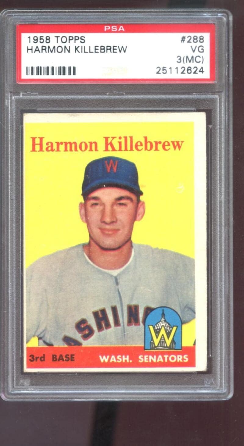 1958 Topps #288 Harmon Killebrew PSA 3 (MC) Graded Baseball Card MLB Senators