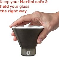 Vista 6 de Snowfox Juego de 4 vasos de Martini aislados sin tallo (8 onzas) y coctelera (22 onzas), acero inoxidable aislado al vacío para bebidas frías, tapa