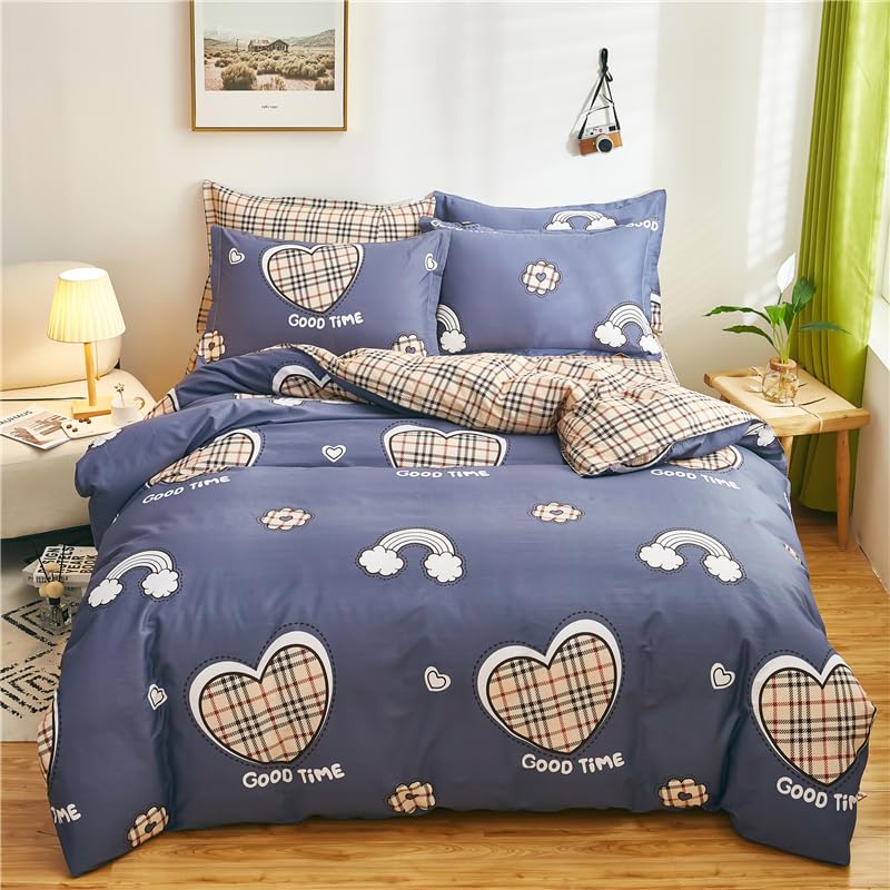 Housse de couette 260x240 grand lit : parure de lit moderne réversible contre les draps rêches