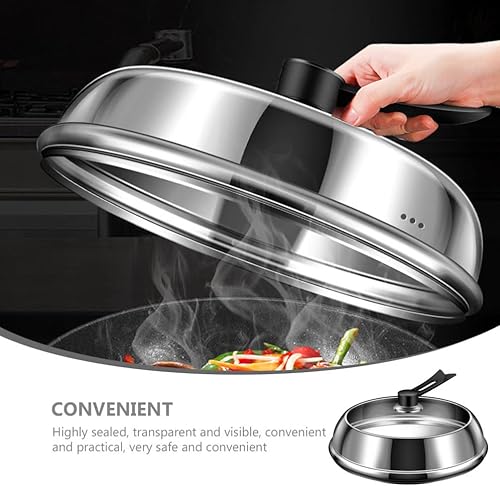 Miniatura 4 de Kichvoe Tapa de olla de cocina, cubierta de olla visible universal, tapa de acero inoxidable para ollas y sartenes accesorios