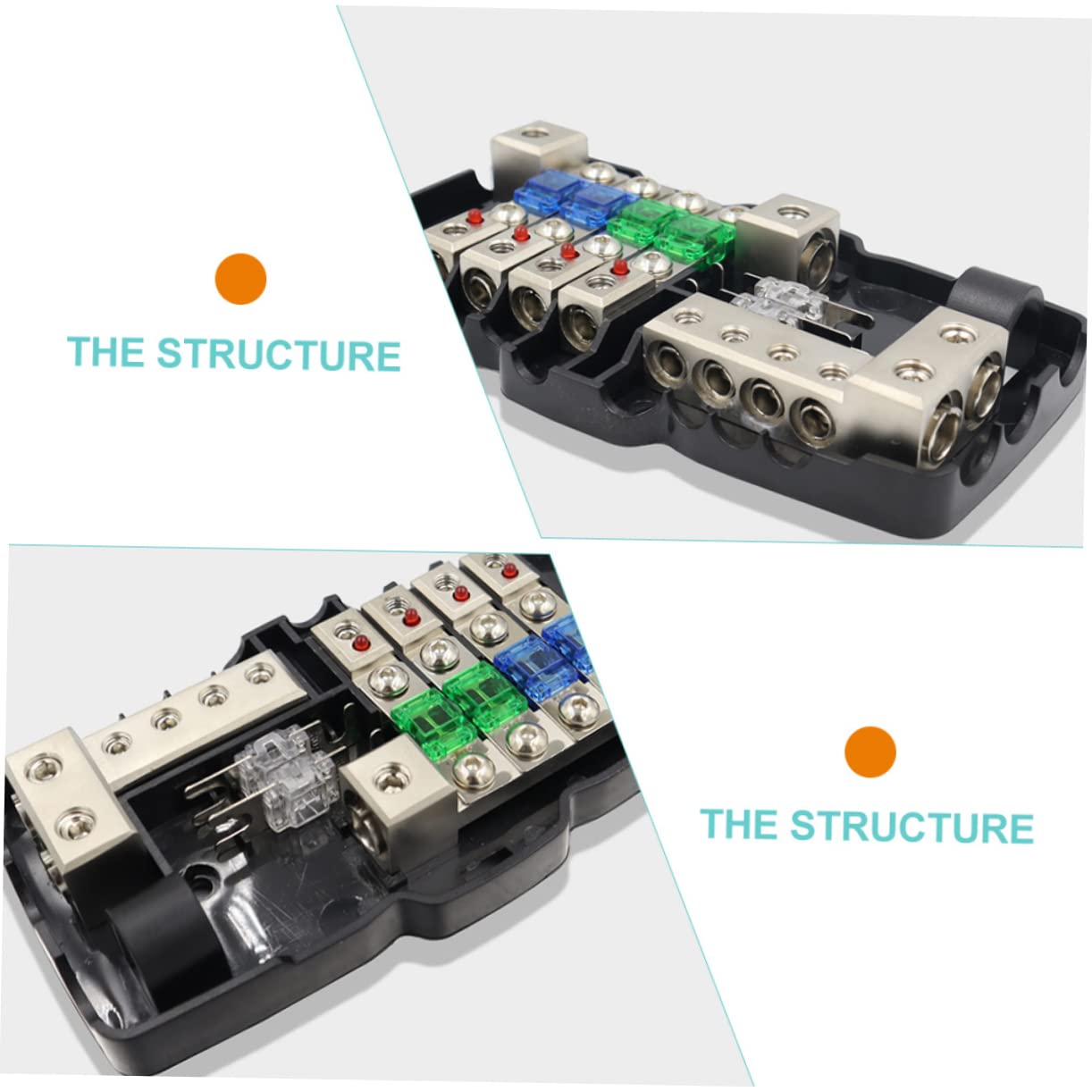 Multifunctional Fuse Block LED Light Fuse Box 30A/60A 2 Spare 80A for Automotive and Marine Applications