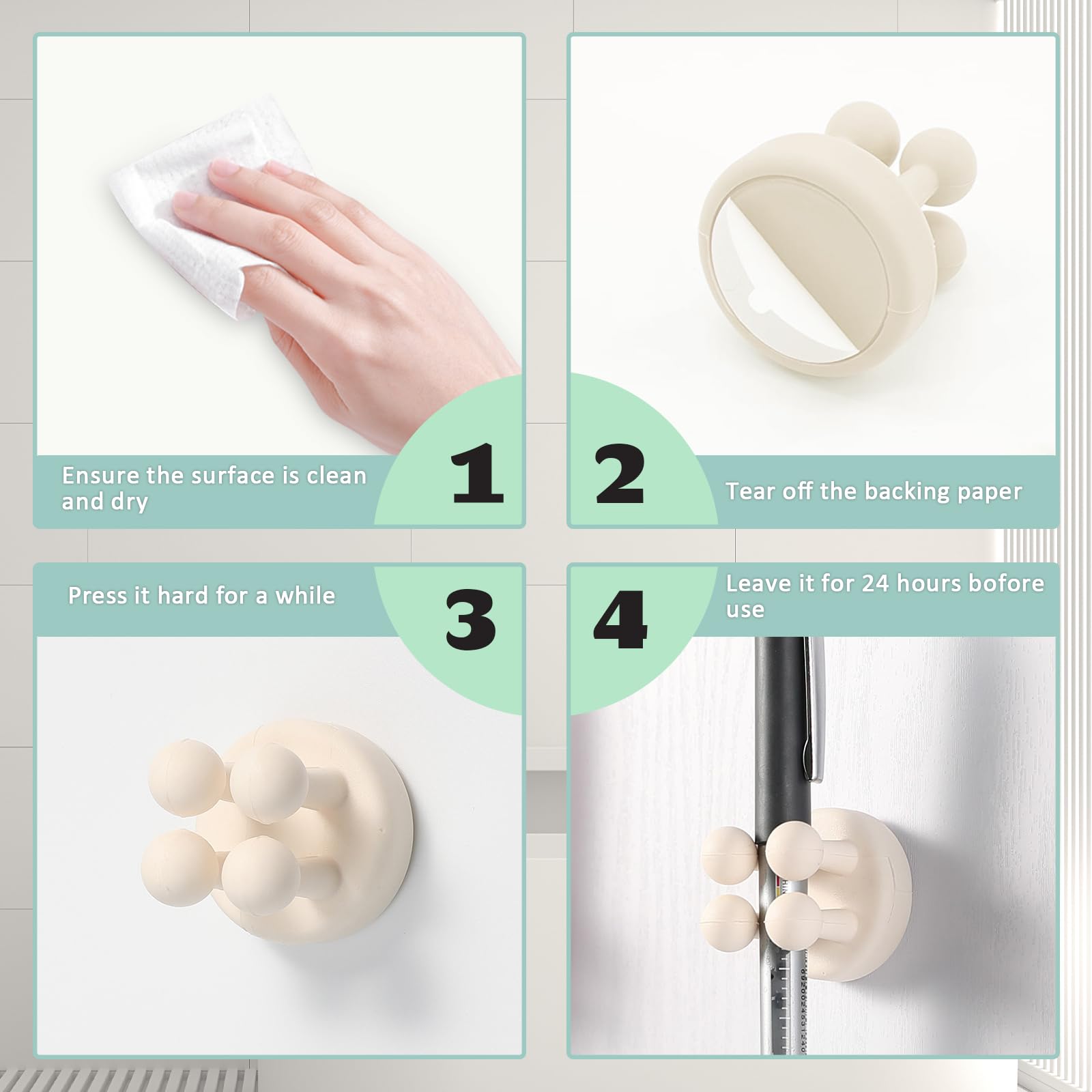 4 Supports Muraux En Silicone Autoadhésif - Porte-brosse à Dents, Rasoir, Crochet Salle De Bain