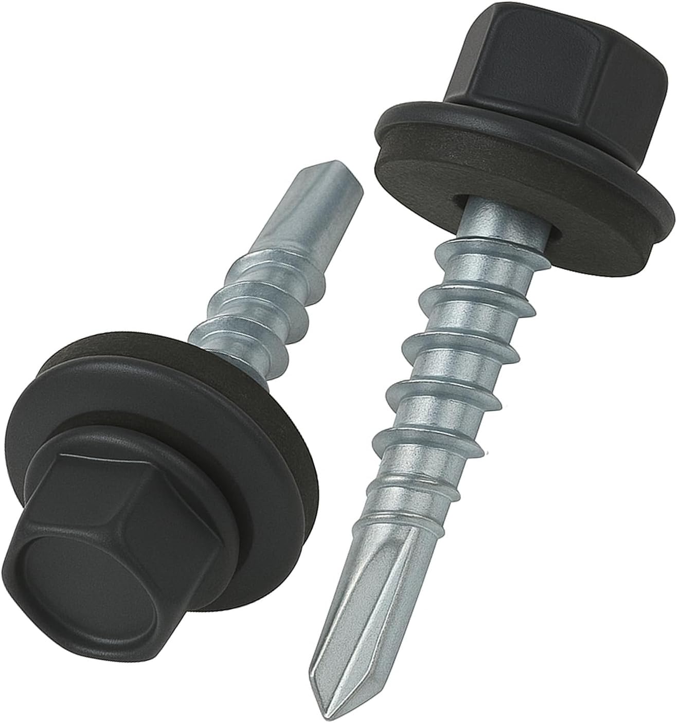– 4.8 mm x 25 mm Roofing Screws, Hex Head Self-Drilling Multi-Color (RAL 7016 Anthracite Grey) Roof Screws with EPDM Sealed Washer, Rust Proof Zinc Plated Hardened Coarse Threads Screw for Outdoor Use