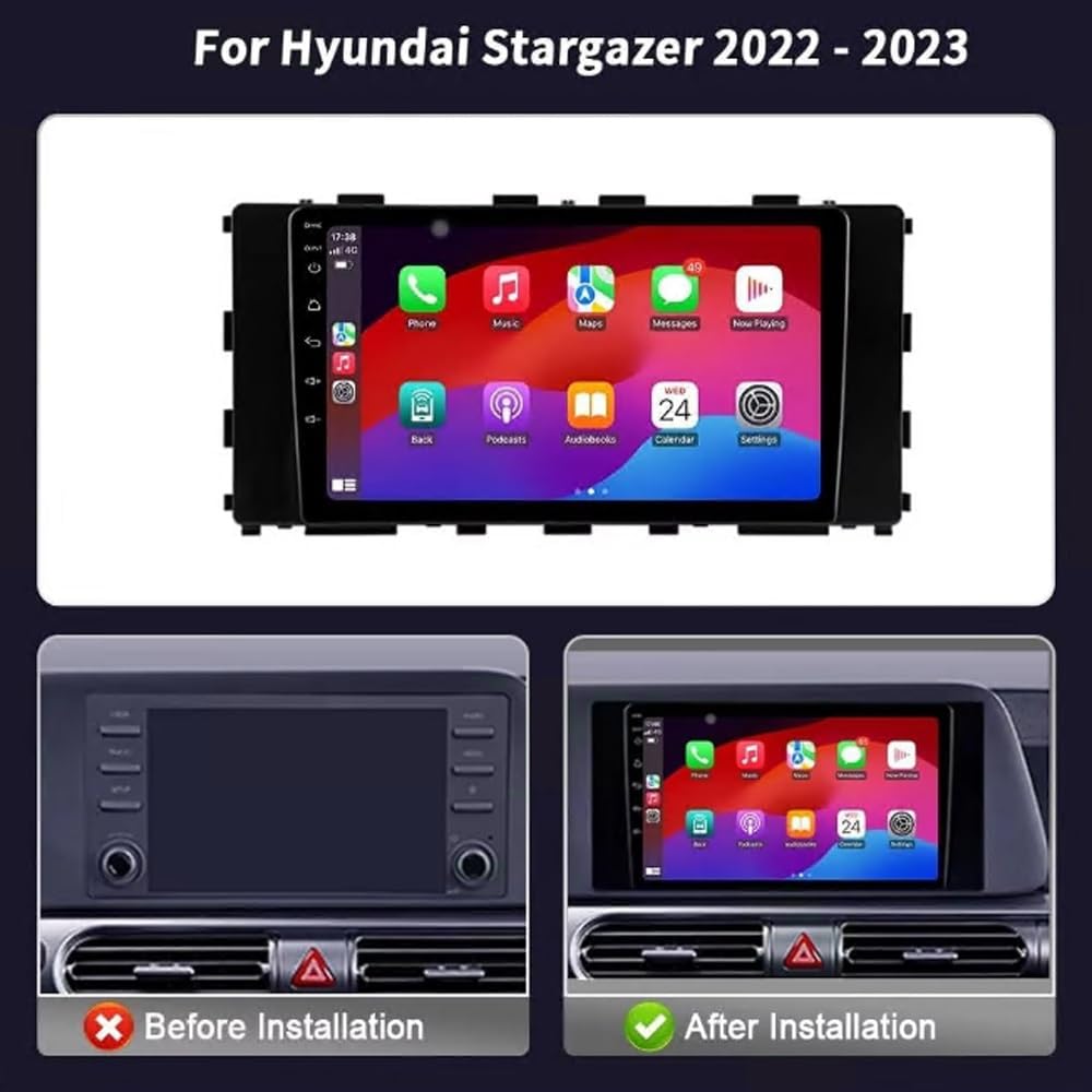 Radio Samochodowe dla Hyundai Stargazer 2022-2023 Z Bluetooth, Fm, Aux, Nawigacją Mapową I Asystentem Głosowym, 4 Rdzeń 4G+64G