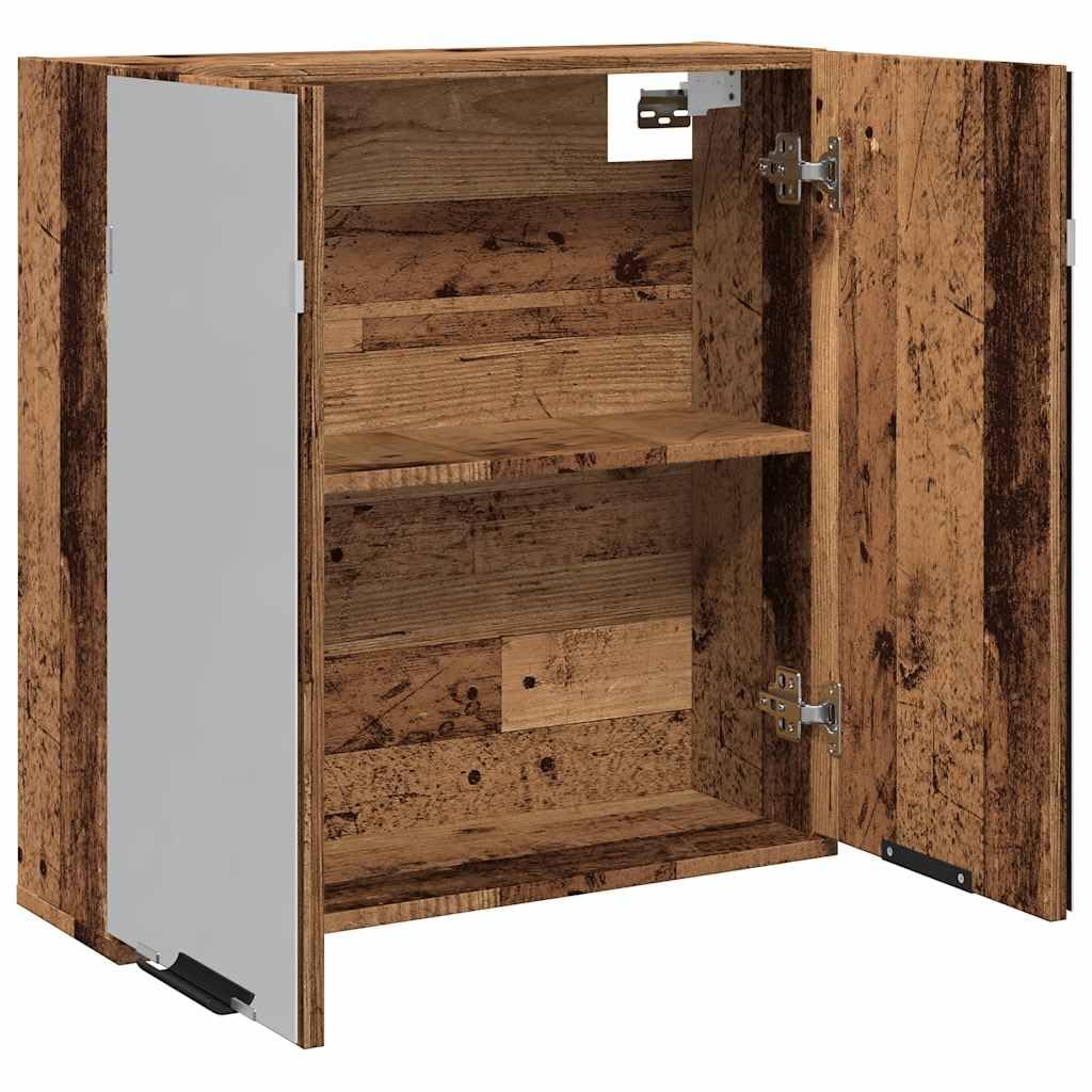 SYDE Armario Baño Espejo 2 Compartimentos 64x20x66,5cm | Madera de ingeniería resistente a humedad, diseño moderno para pared, almacenaje para artículos de aseo