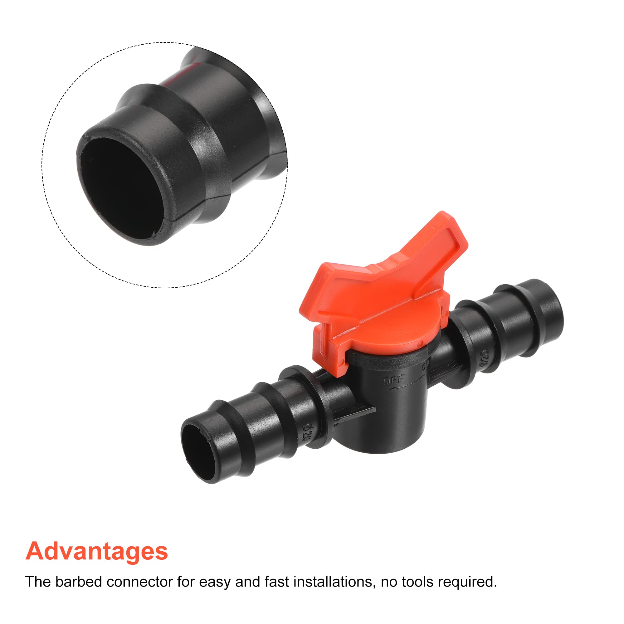 Sourcing Map Micro Valvola A Sfera 1/4” Con Connettore Spinato, In Plastica, Per Irrigazione A Goccia E Tubo Da Giardino, Confezione Da 2, Facile Installazione A Mano