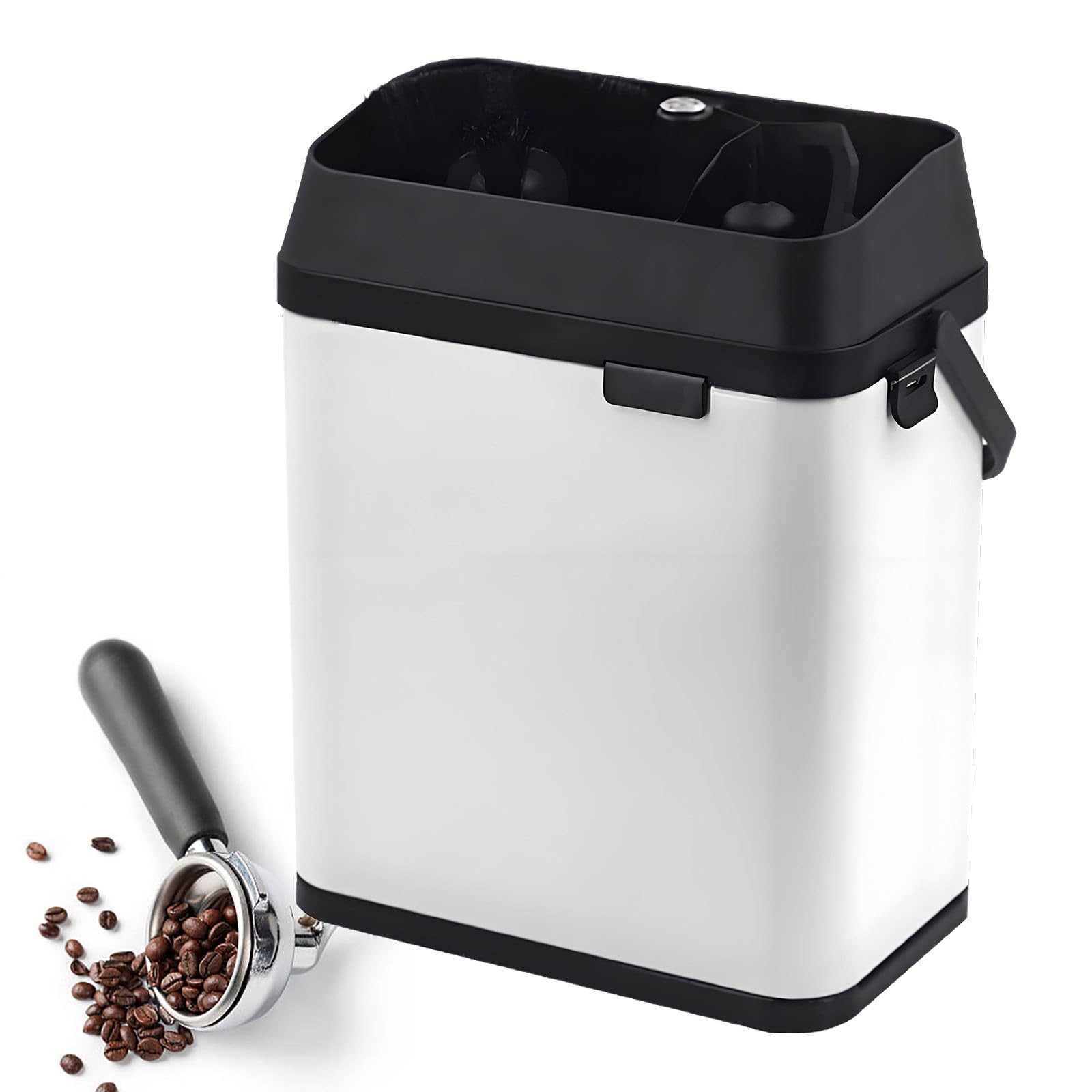 YXYLJOZ Electric Espresso Coffee Knock Box Automatic Portafilter Cleaner Machine for Cleaning Espresso Coffee Puck Espresso Accessories Tools for Commercial & Home (White)