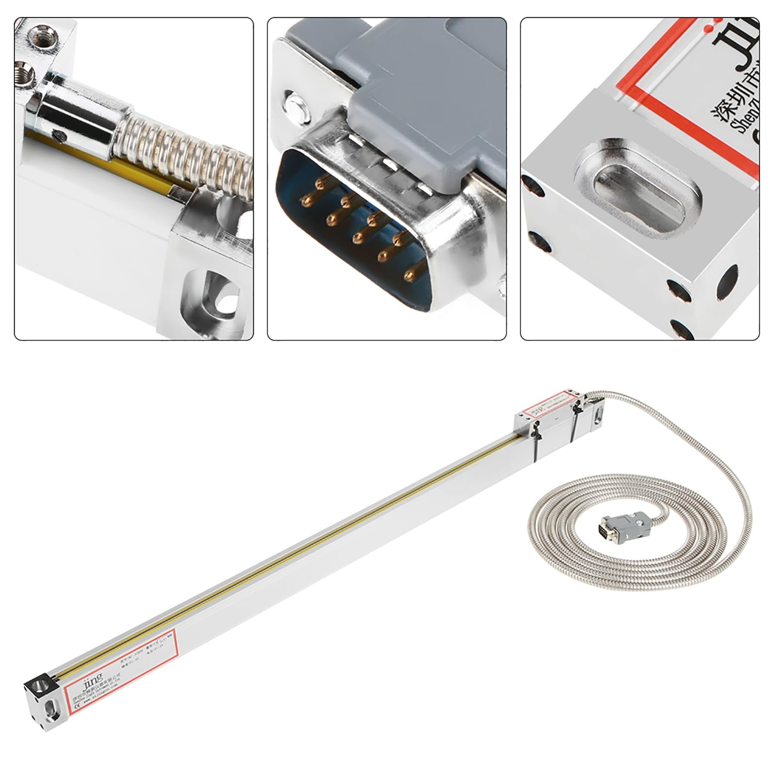 Fafeicy Escala Lineal de 500 Mm con de 5 Rodamientos para Lectura Digital, Cuerpo de Aluminio y Cabezal de Aleación de Zinc, Precisión de ±5 um para Tornos y Fresadoras Compatibles con