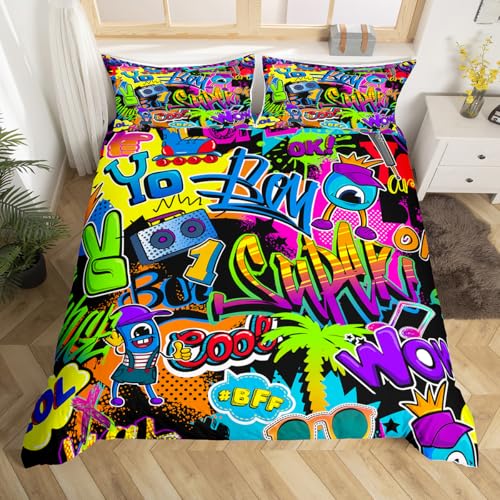 Hippie Cartoon Bettwäsche-Set Hip Hop Street Kultur Bettwäsche Set...
