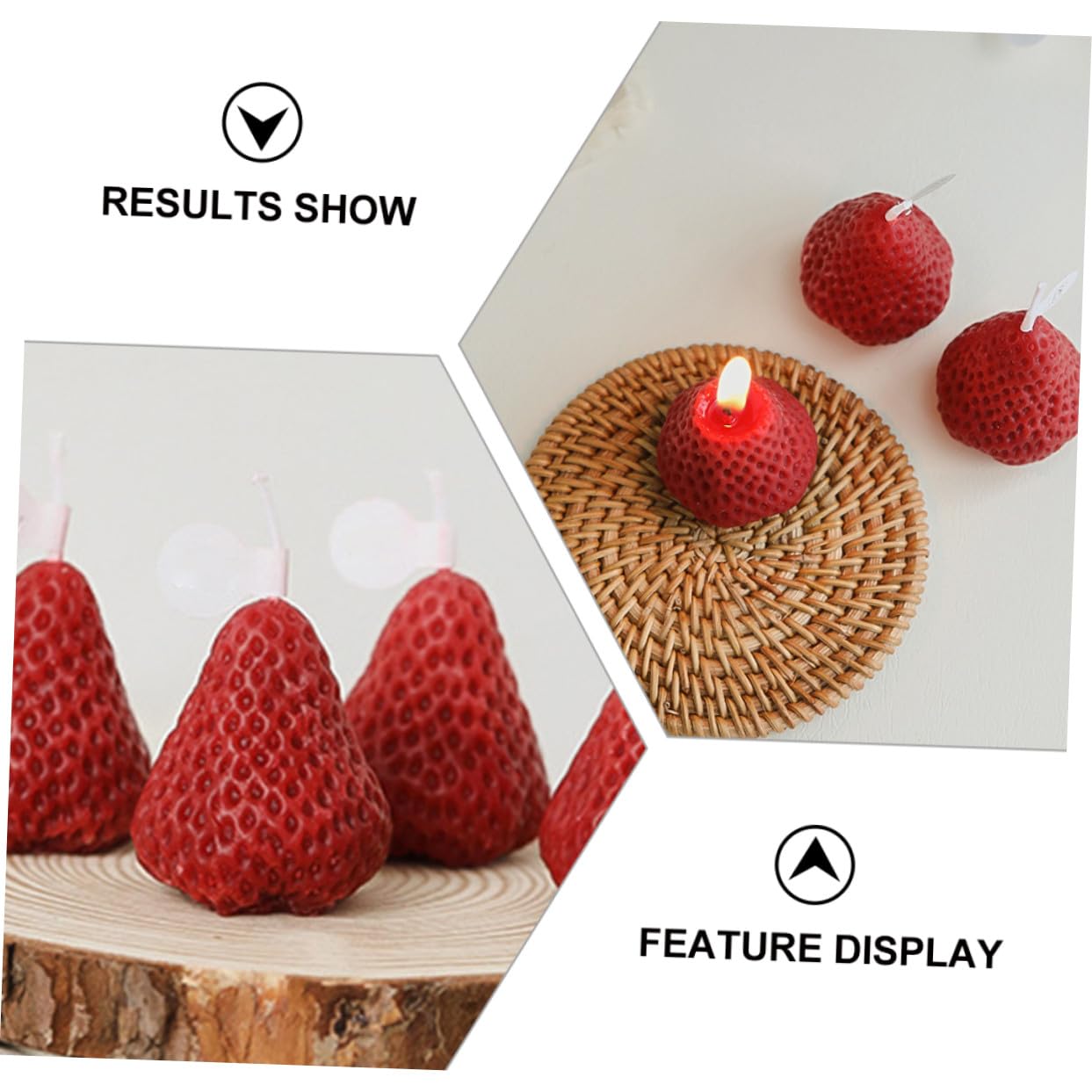 Velas Aromáticas de Fresa 8 Piezas en Parafina Rojas | Forma de Fresa, Estilo Creativo y Atractivo, Pack para Hotel E Iglesia, Adecuado para Navidad
