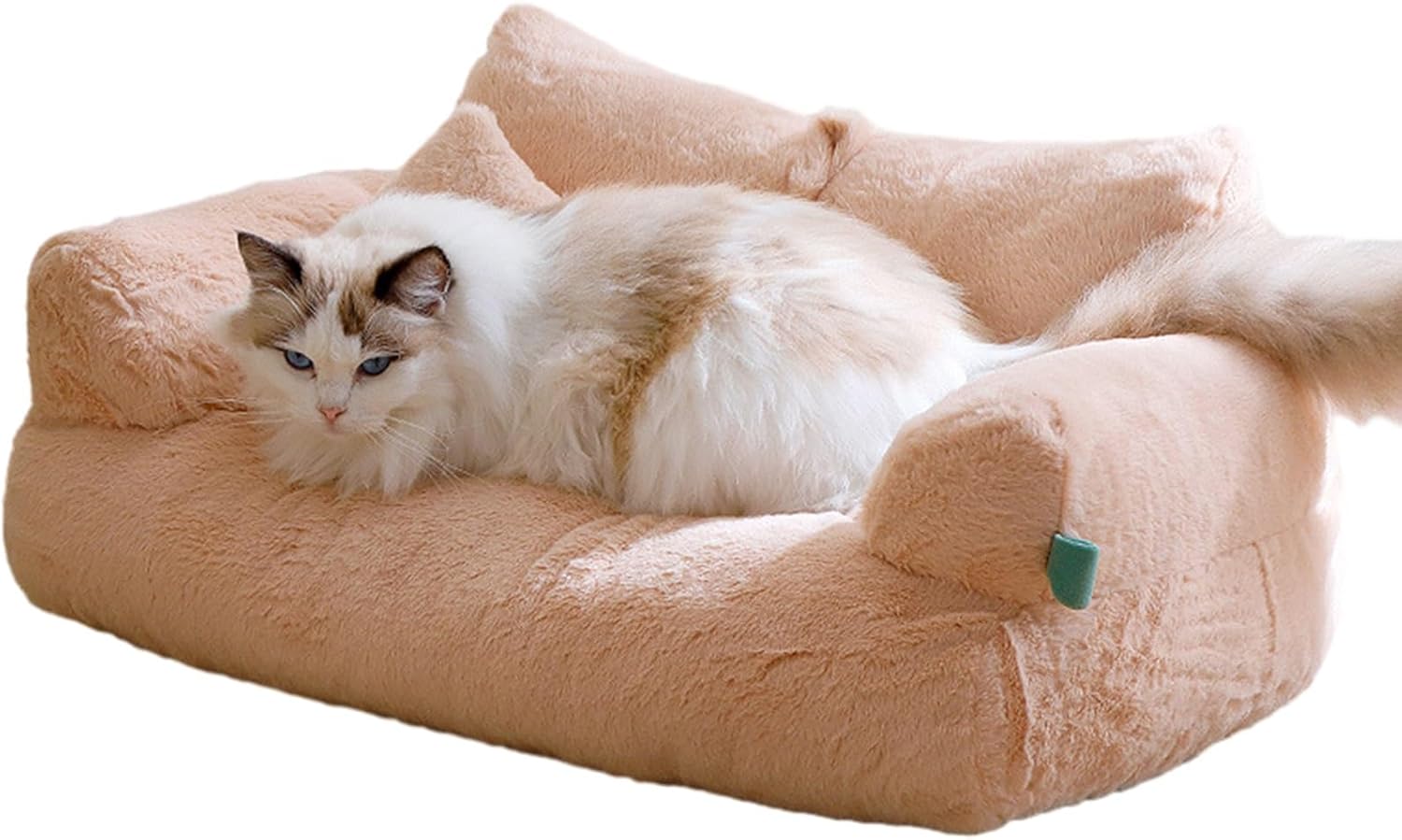 Calming Pet Sofa, Soft Calming Cat Sofa Beds, Calming Pet Sofa, Slicier Dog Bed, Plush Pet Sofa Bed，Fluffy Plush Pet Sofa, Removable Washable Pet Sofa, for Medium Small Dogs ＆Cats.,XXL,Beige