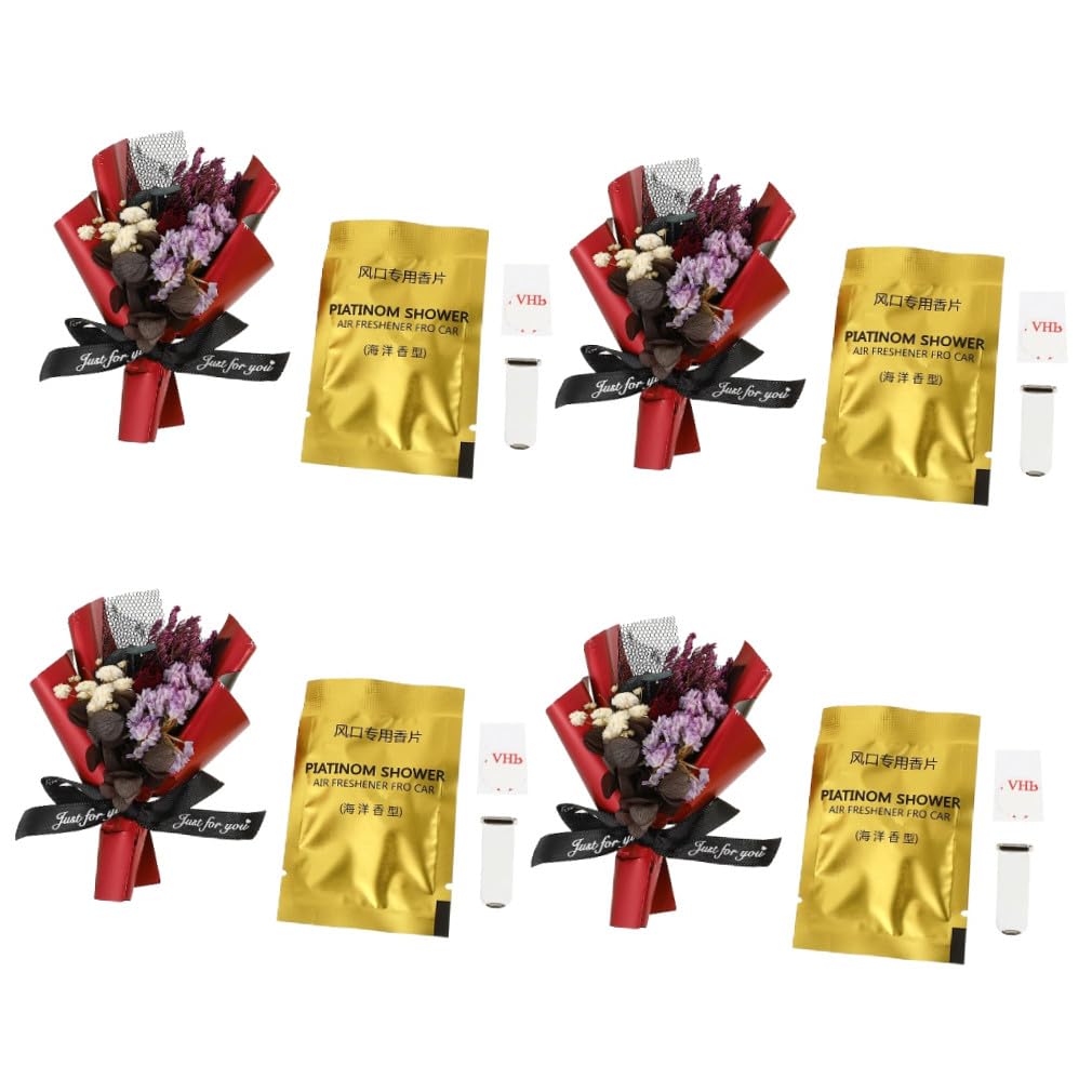PartyKindom 4pezzi Clip Diffusore Aromi Per Auto Con Fiore Decorazione Elegante Per Ventilazione Auto Profumo Fresco Per Interni Per Donne e Occasioni Speciali