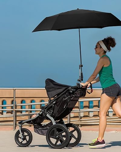 Miniatura 7 de OATSBASF Soporte de paraguas para cochecito, soporte de paraguas de carrito de golf de ángulo ajustable, accesorio de paraguas para cochecito de