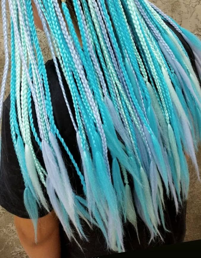 Miniatura 2 de Extensiones de cabello trenzado jumbo color azul cielo Jumbo para trenzas de caja torcida, cabello de ganchillo de fibra sintética de alta