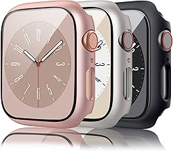 Wanme 3 Stück Hard Hülle für Apple Watch 38mm Series 3 2 1 mit Glas Displayschutz, Hart PC Rundum Gehäuse Hülle Eingebaut Gehärtetes Glas Schutzfolie