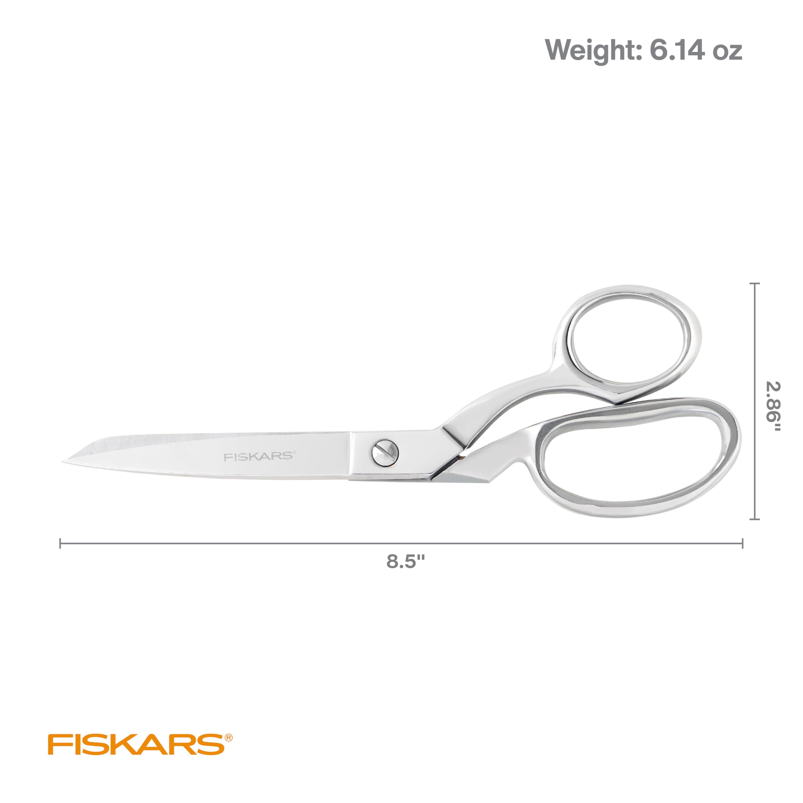 Fiskars Tijeras forjadas de acero inoxidable de 8 pulgadas, tijeras de papel y tela para oficina, artes y manualidades, color plateado