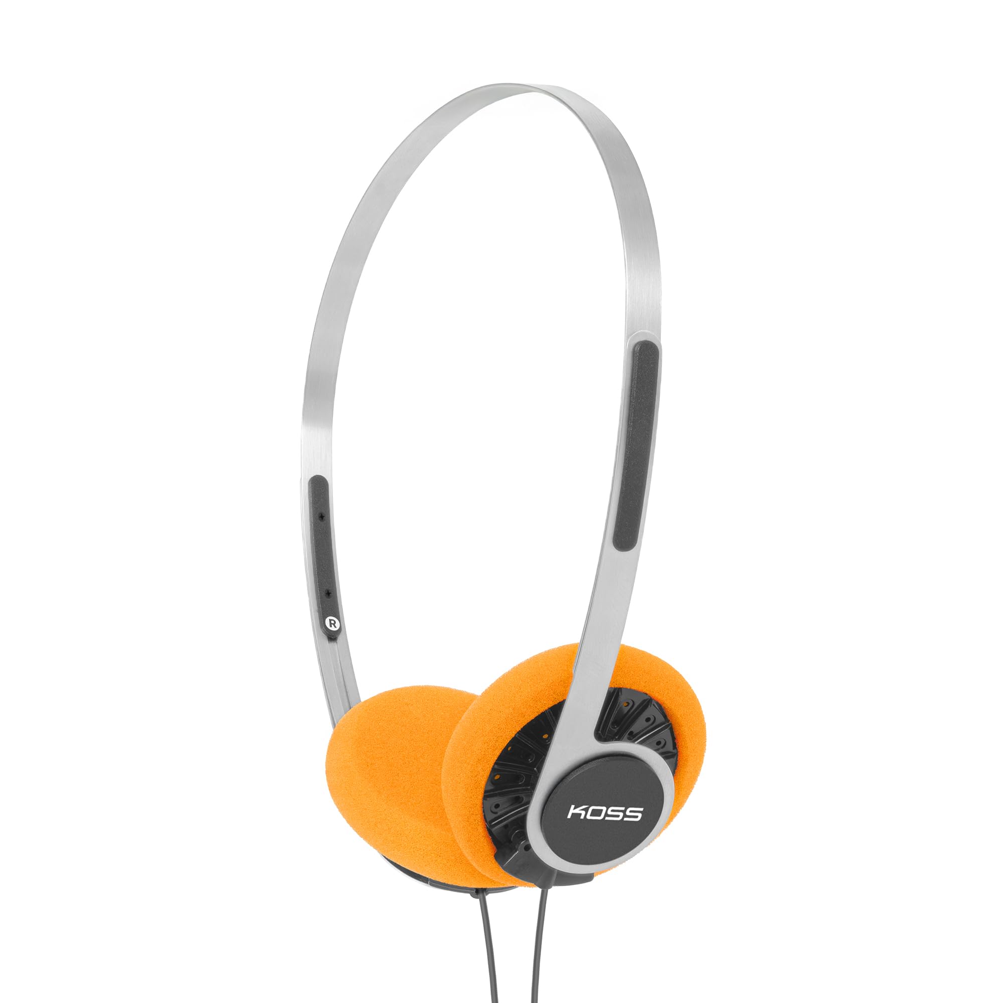 Koss KPH40 - Cuffie on-ear retrò, stile anni '80, leggere, vintage, risposta in frequenza ultra ampia, fascia regolabile in acciaio inossidabile, cuscinetti in schiuma arancione