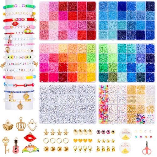 Kits de fabricación de pulseras con 48 colores de cuentas de arcilla y cristal Goldwise