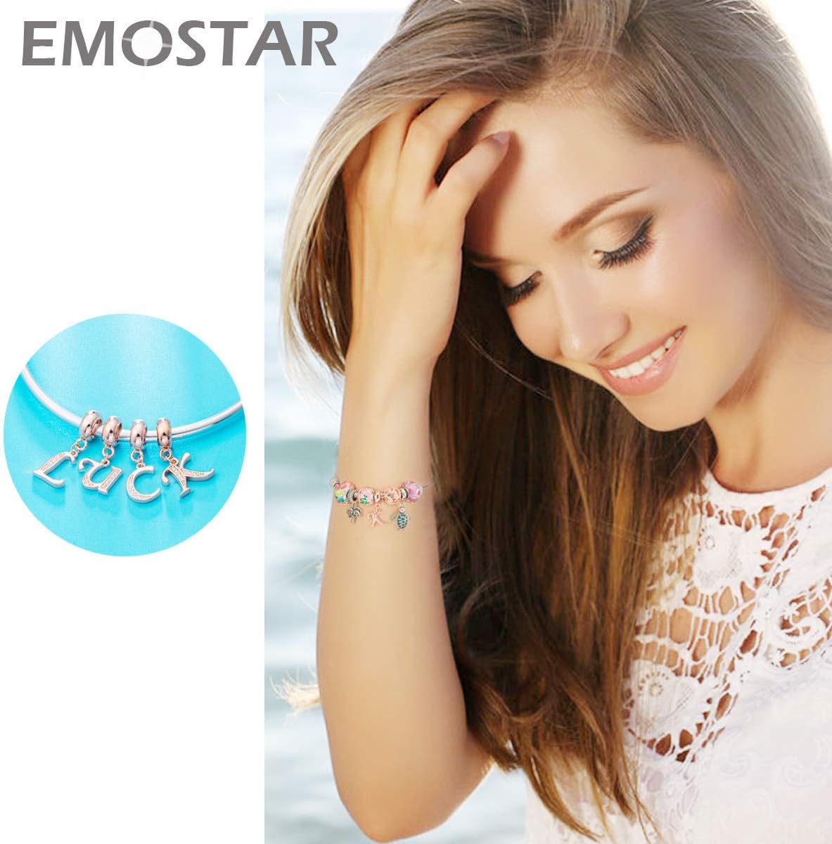 EMOSTAR Letter Charms Initial A-Z Alphabet Beads, Rose Gold 925 Sterling Silver Dangle CZ Birthstone Pendant, Gifts for European Charm Bracelet/Mothers Day/Birthday - Image 6