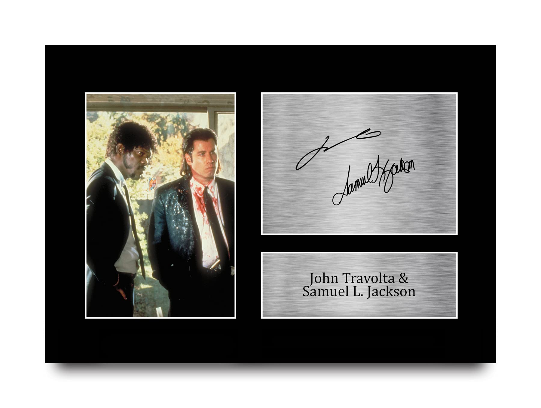 HWC Trading A4 John Travolta & Samuel L Jackson Pulp Fiction Gifts Printed Signed Autograph Picture for Movie Memorabilia Fans (Unframed) John Travolta & Samuel L Jackson