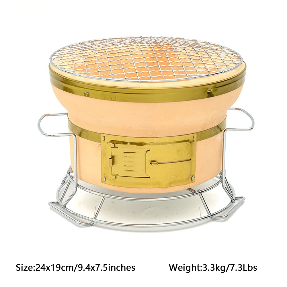 Przenośny ceramiczny grill na węgiel drzewny z uchwytami i szczypcami na kemping i domowe gotowanie na zewnątrz, łatwy do czyszczenia