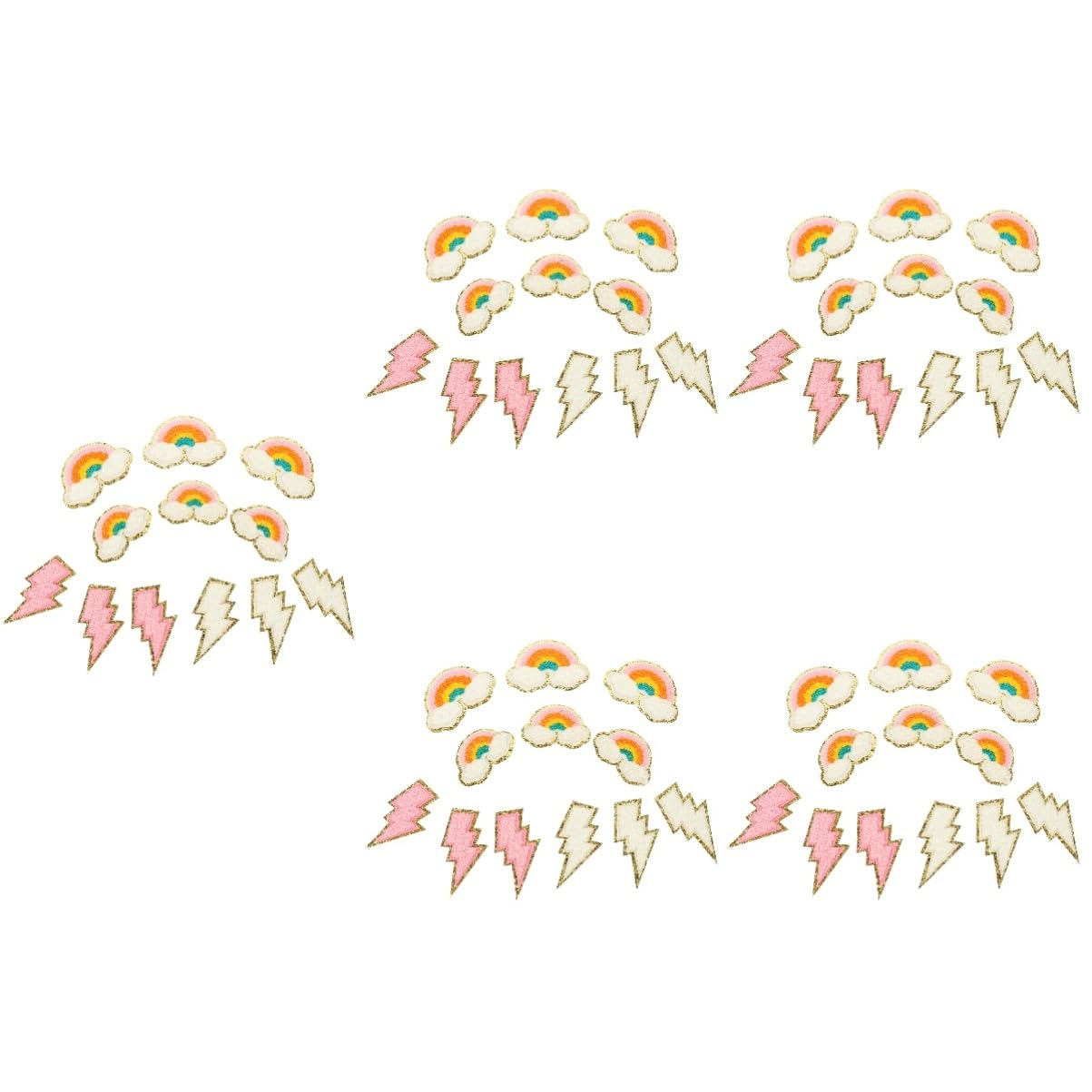 5 Sätze Stickereiflecken Farben Seidenpalmenblätter Funkeln Bastelmaterial Bastel Materialien Bügeleisen Mehrzweckapplikationen Für Bekleidung Patches Nähen Polyester 12 Stück * 5