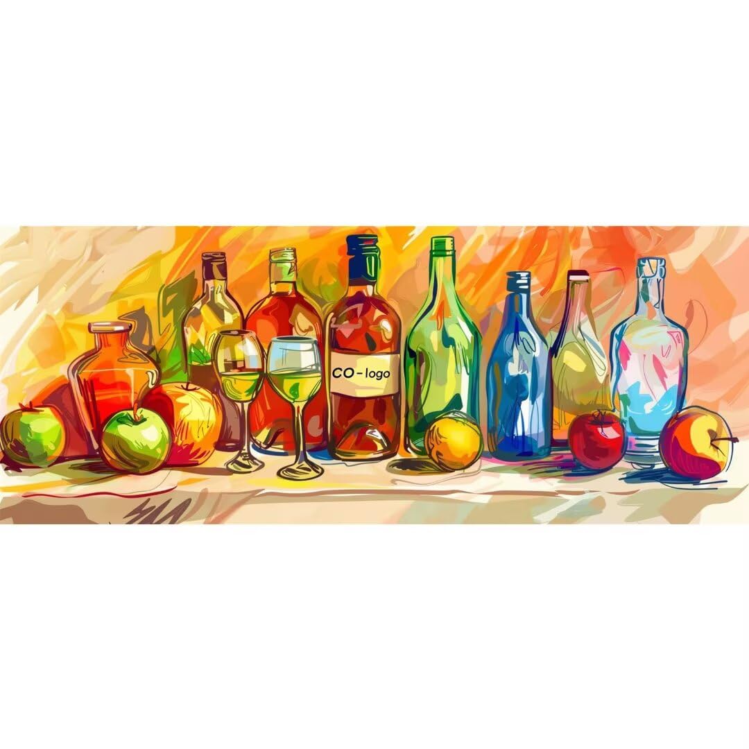 Malen Nach Zahlen Erwachsene Kit, Malen Nach Zahlen Kritzelei Flasche Anfänger DIY Paint by Numbers mit Pinseln und Acrylfarben, DIY Handgemalt Ölgemälde Set für Home Wall Deco (Ohne Rahmen) 50x150cm