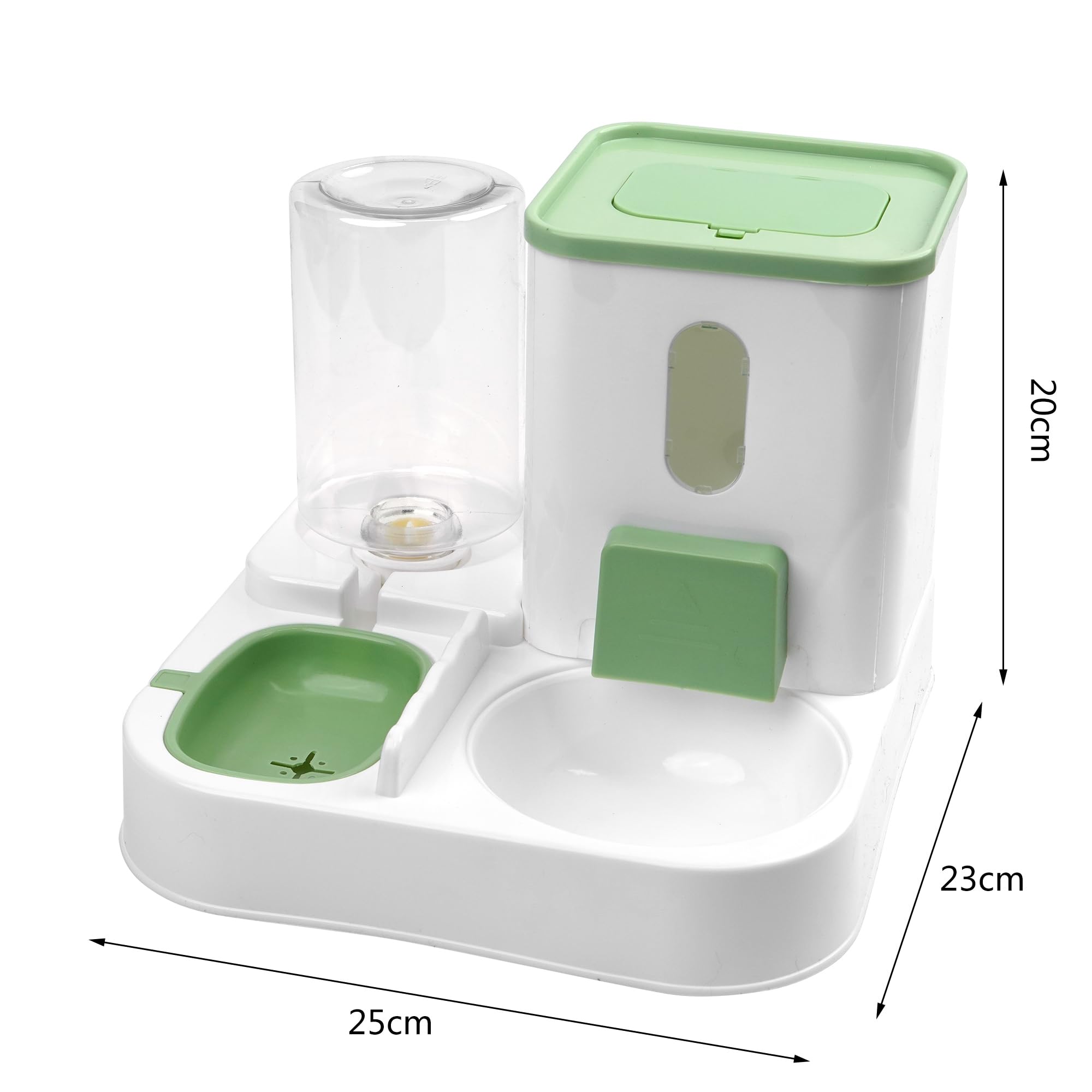 Kit dispenser per cani e gatti pezzi distributore d'acqua per animali domestici, abbeveratoio e mangiatoia dispenser cibo e acqua 2 pezzi (KIT3473VERDE)