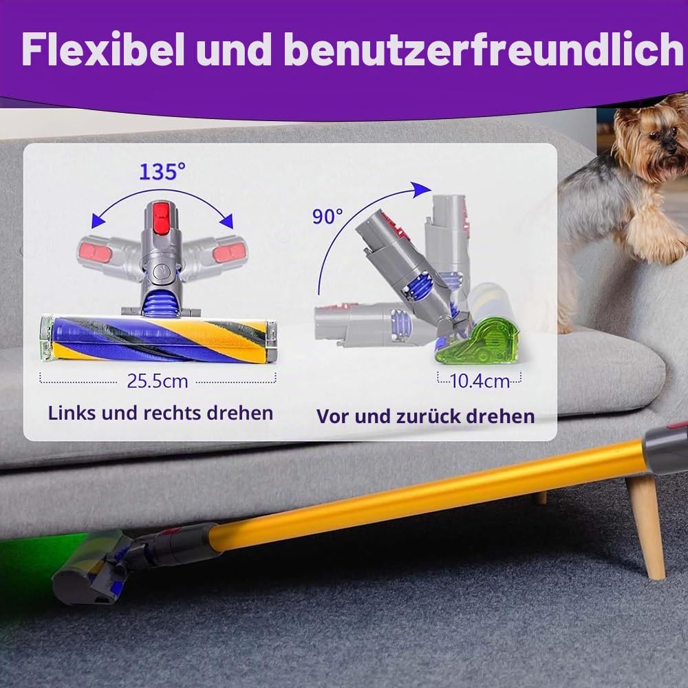 V12 Slim Softwalze Bürste für Dyson V12 Detect Slim/Digital Slim LED-Leuchten Ersatzteile, Elektrischer LED Fluffy Soft Roller Reinigungskopf für Dyson