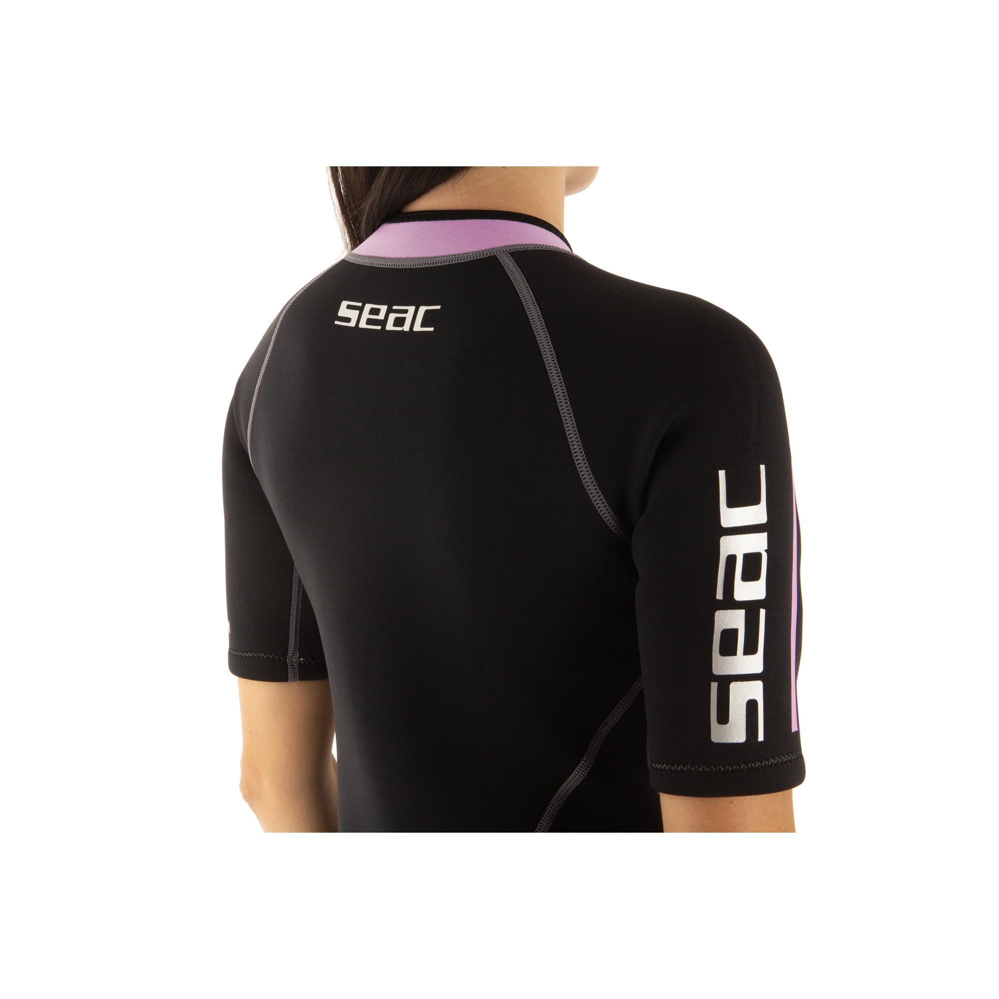 SEAC Trendy Lady, Muta Corta Monopezzo in Neoprene da 2.5 mm con Zip Frontale, per Snorkeling, Surf e Sport Acquatici in Acque Temperate per Adulti e Bambini