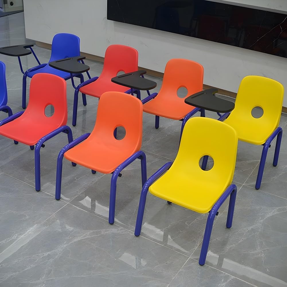 zktoermn Training Chair with Writing Board, Kindergarten Tables and Chairs, Plastic Chairs for Children, Stackable(Orange)