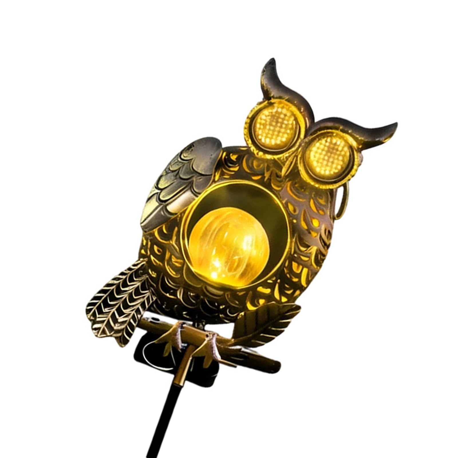 Lampe de jardin hibou en acier robuste et métal pour un éclairage extérieur durable