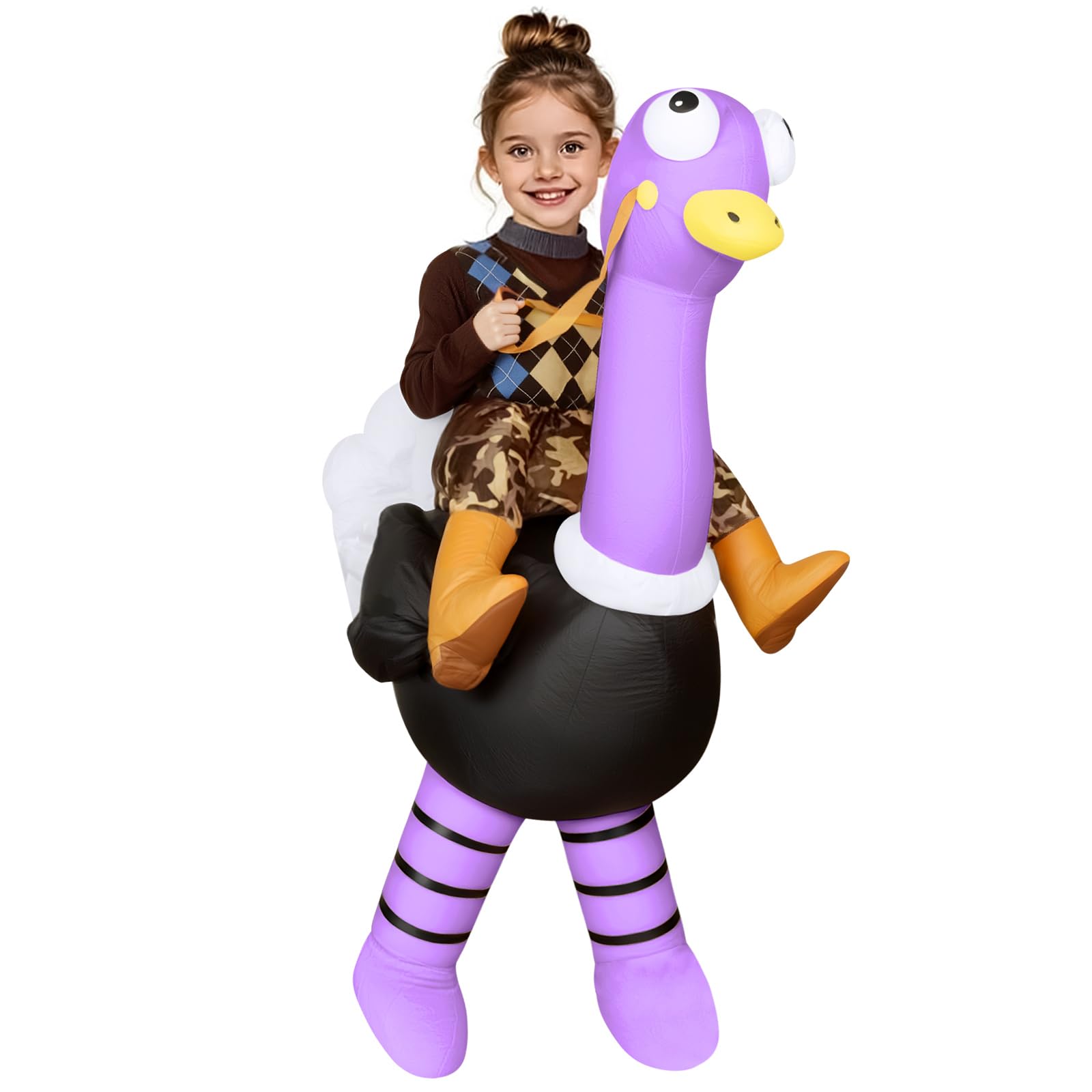 AYBUY Ostrich Costume, Ostrich Ride Inflatable Costume Blow up Fancy Dress for Kids, Funny Ride-on Ostrichs Halloween Costumes for Halloween Cosplay Masquerade Party（Light Purple） — image 1