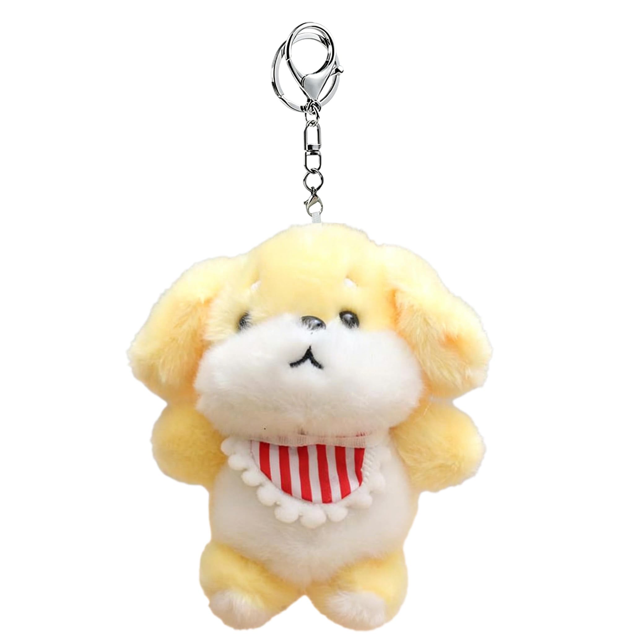 Glimbely Cute Plush Dog Bag Charm for Backpack, Kawaii Car Keychain Holder Cute Stuffed Animal Dog Purse Charms for Handbags (Yellow)