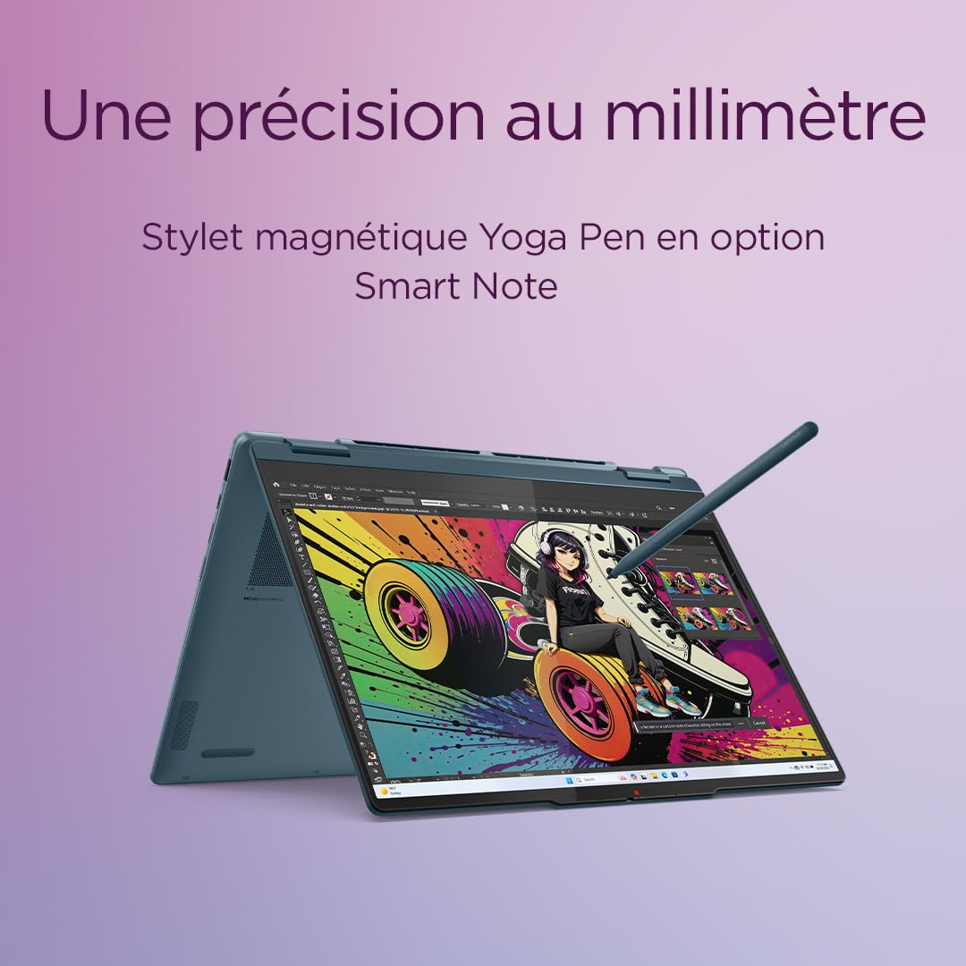 Lenovo Yoga 7 2-in-1 14AKP10 - Ordinateur Portable 2-en-1 14'' OLED Tactile Copilot+(AMD Ryzen AI 7 350, RAM 16Go, SSD 512Go, AMD Radeon 860M, Windows 11 Home) Clavier rétroéclairé AZERTY - Tidal Teal