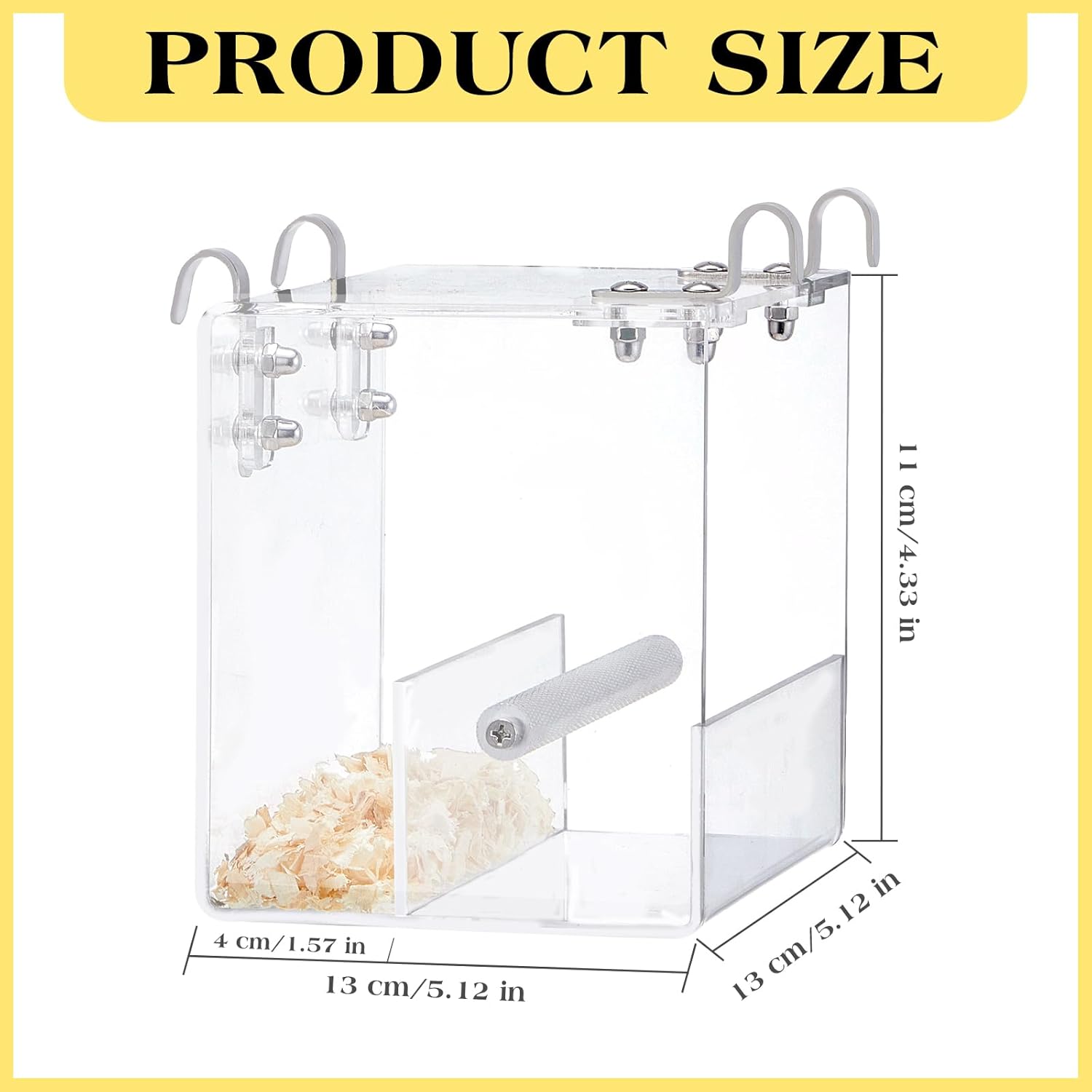 Ziliny 2 Pieces No Mess Bird Feeder for Cage Automatic Acrylic Bird Feeder Seed Food Catcher for Parakeet Canary Cockatiel Parrot Finch Canary 5.1 x 5.1 x 4.3 Inches