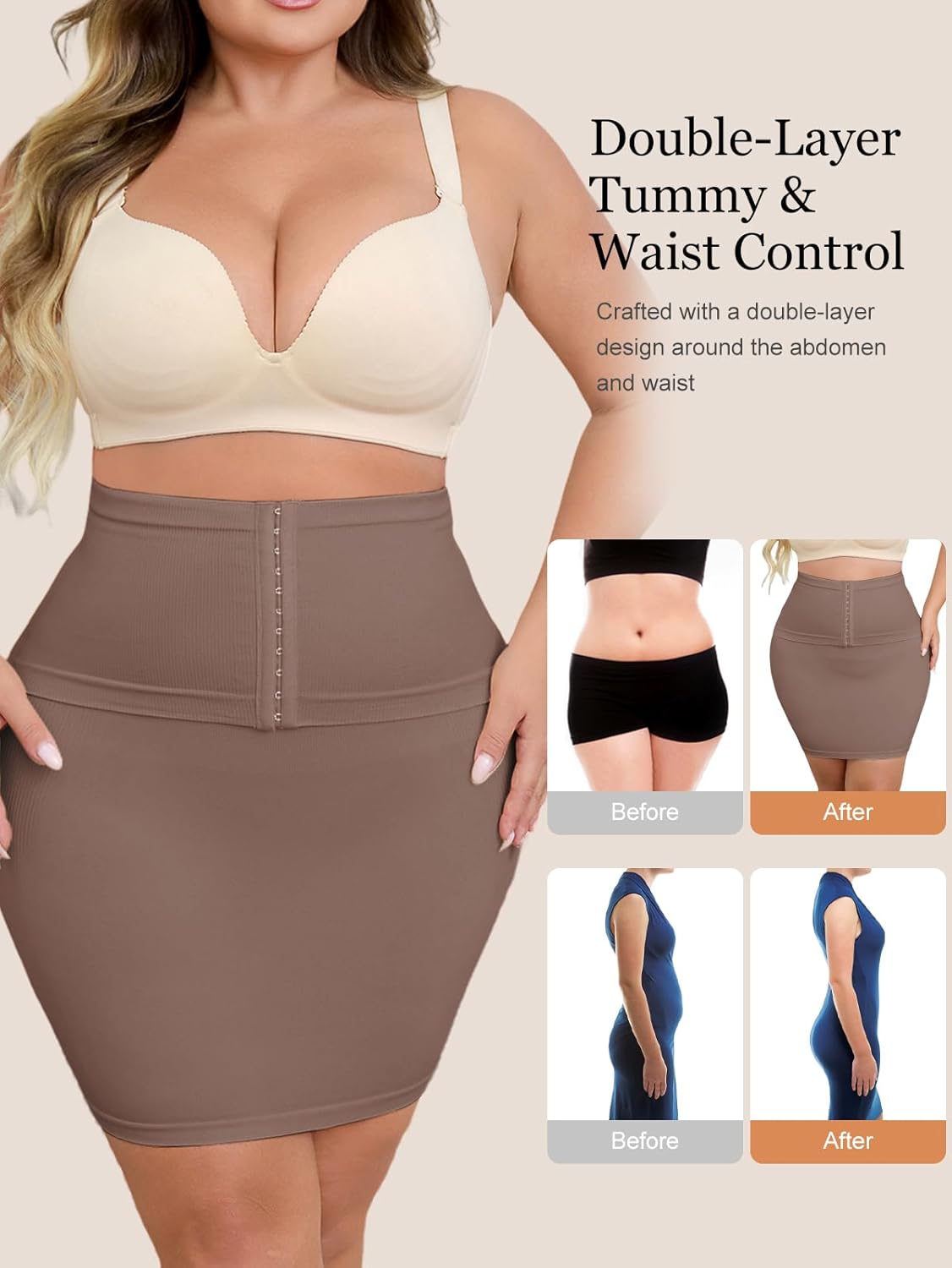 Shapewear Slip Dress for Women Under Dress Seamless Tummy Control Slip Dress Plus Size Smoothing Cami Dress Slips - Image 3