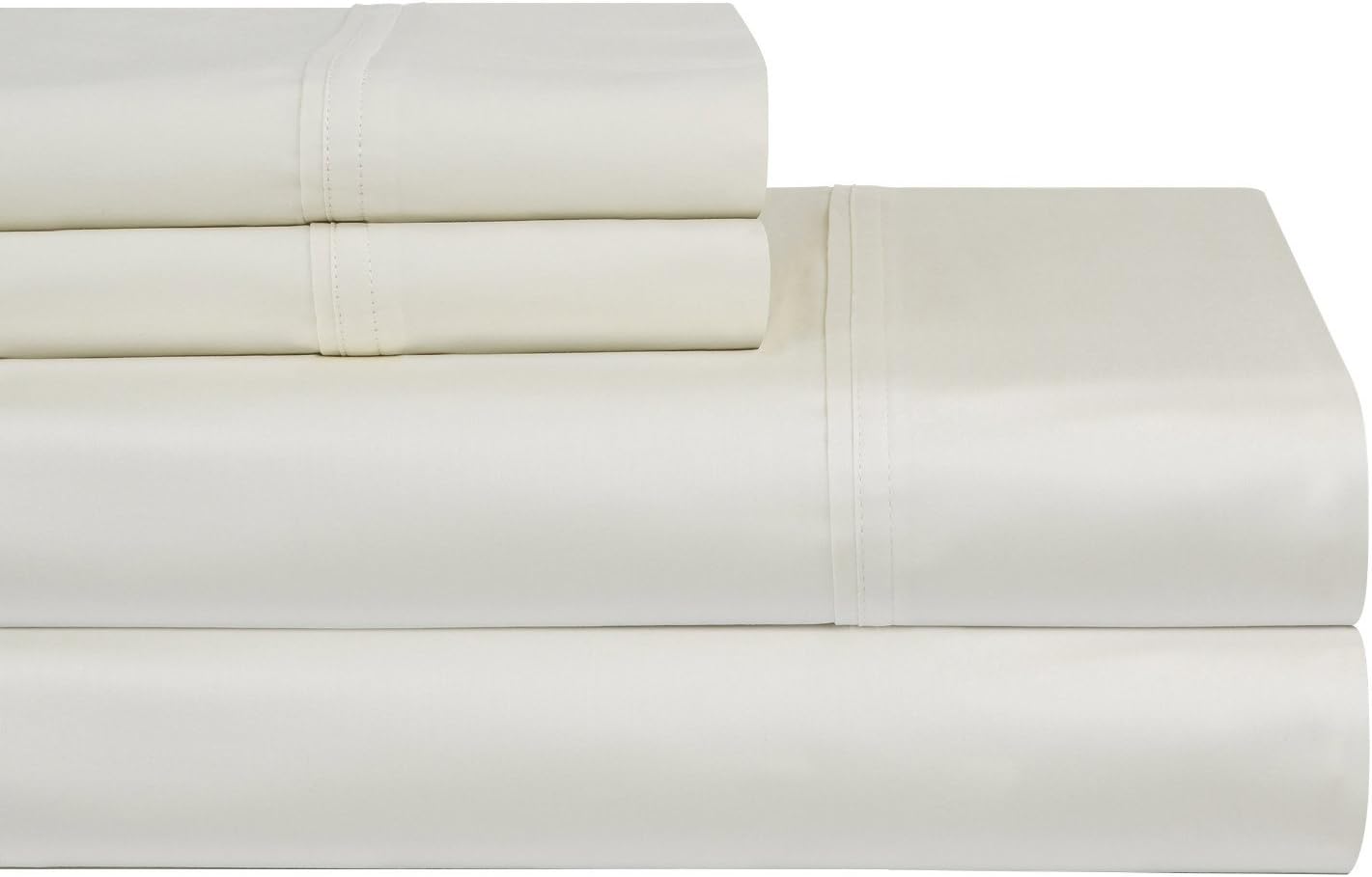 400- Thread- Count 100- Percent Cotton Sateen 6 Piece Sheet Set, Full, Ivory