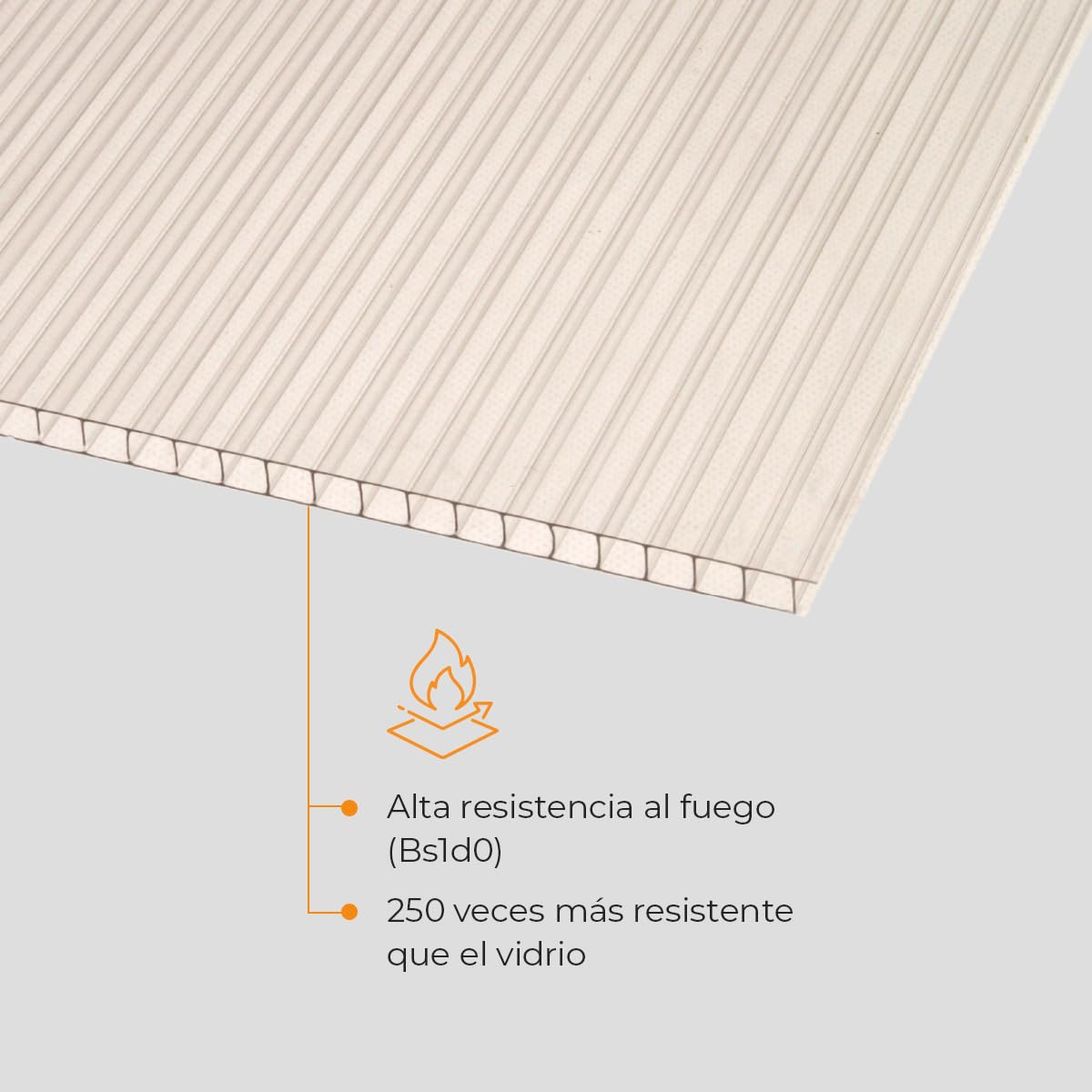 Plancha de Policarbonato Celular Compacto - Placa Transparente 10 mm - Panel Alveolar Multiusos para Tejados e Invernaderos - Medidas: 1000 x 600 mm