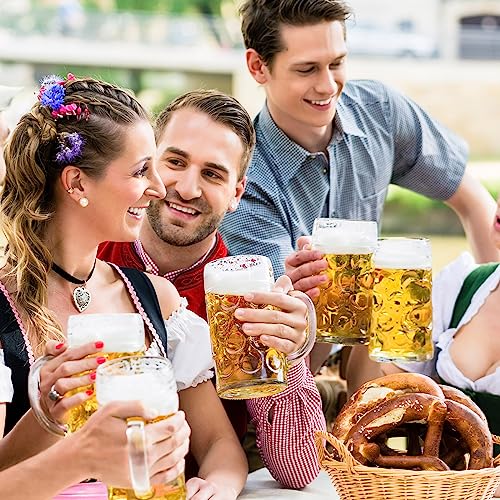 Zhehao Summer Jumbo Beer Mug Large Glass Beer Stein Mugs with Handle Clear Drinking Beer Mug Bulk Dimpled Beer Cups for Beer Juice Coffee Beer Fest Party BBQ Picnic Wedding Summer Party(44 oz, 2 Pcs) - Image 4