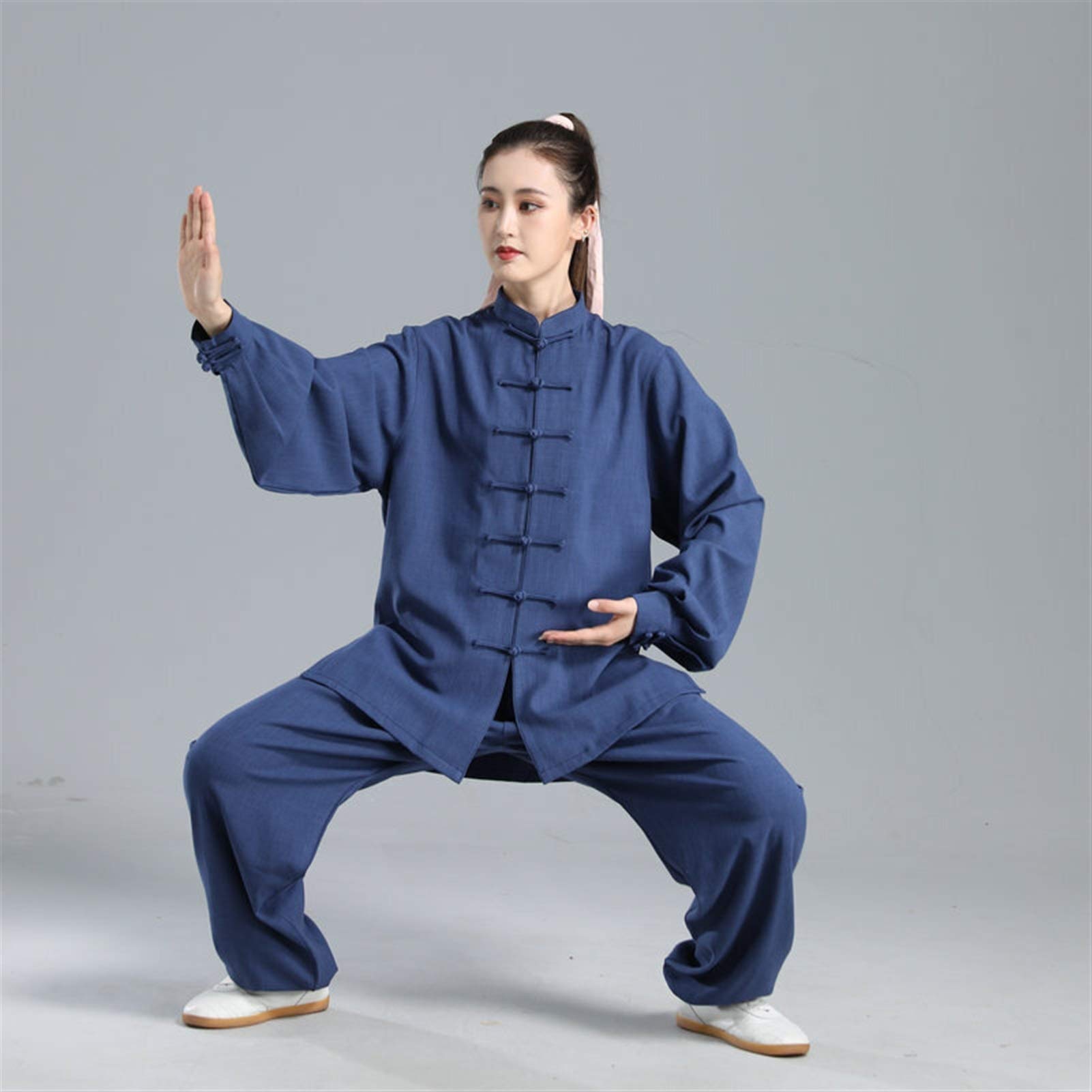 Tenue de Tai Chi RWRAPS en lin de haute qualité bleu M pour homme