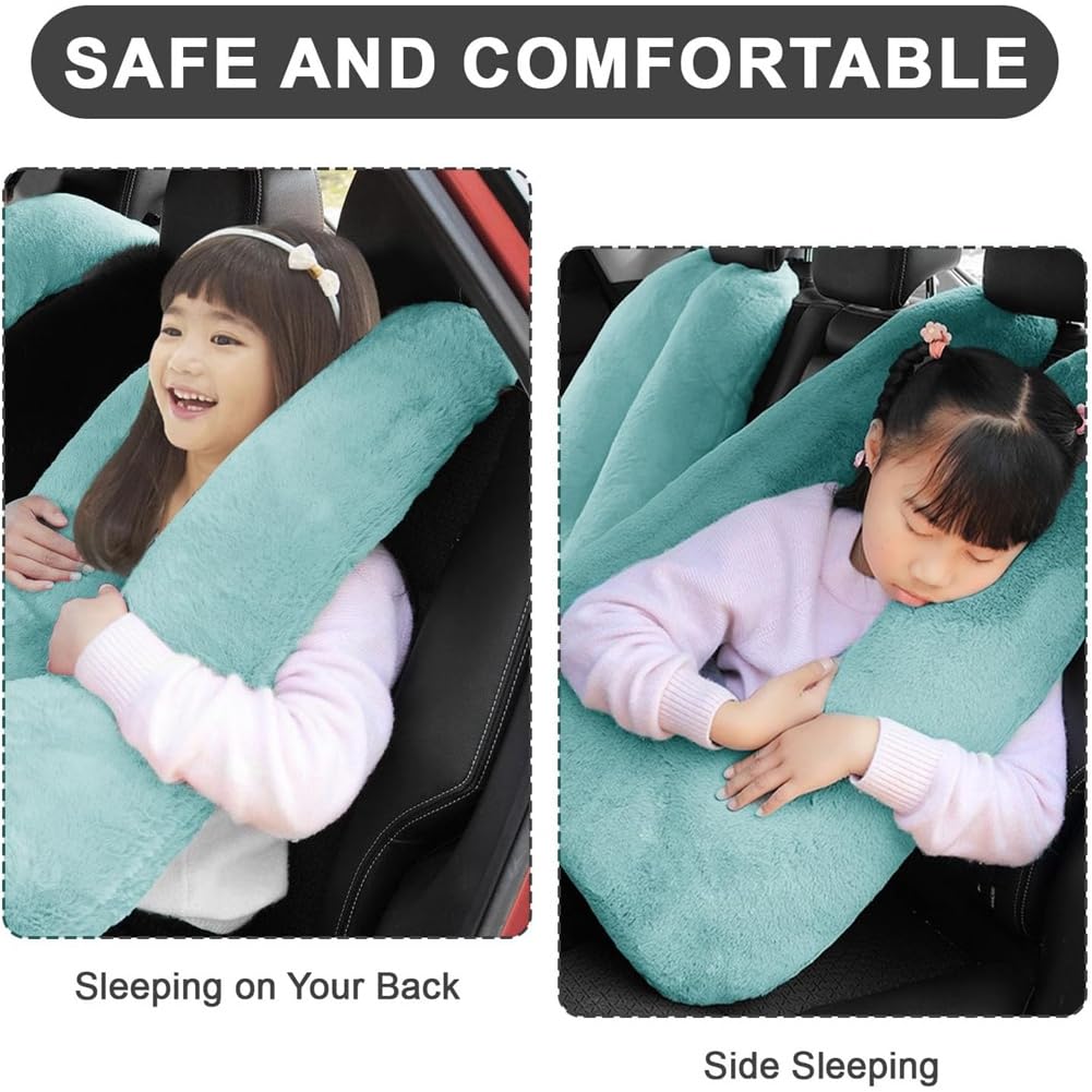 Oreiller de Voyage, Oreiller de Voyage pour Enfants, Oreiller Multifonctionnel en Forme de U pour Voiture, Siège Arrière Soutient la Tête et Le Corps (Vert)