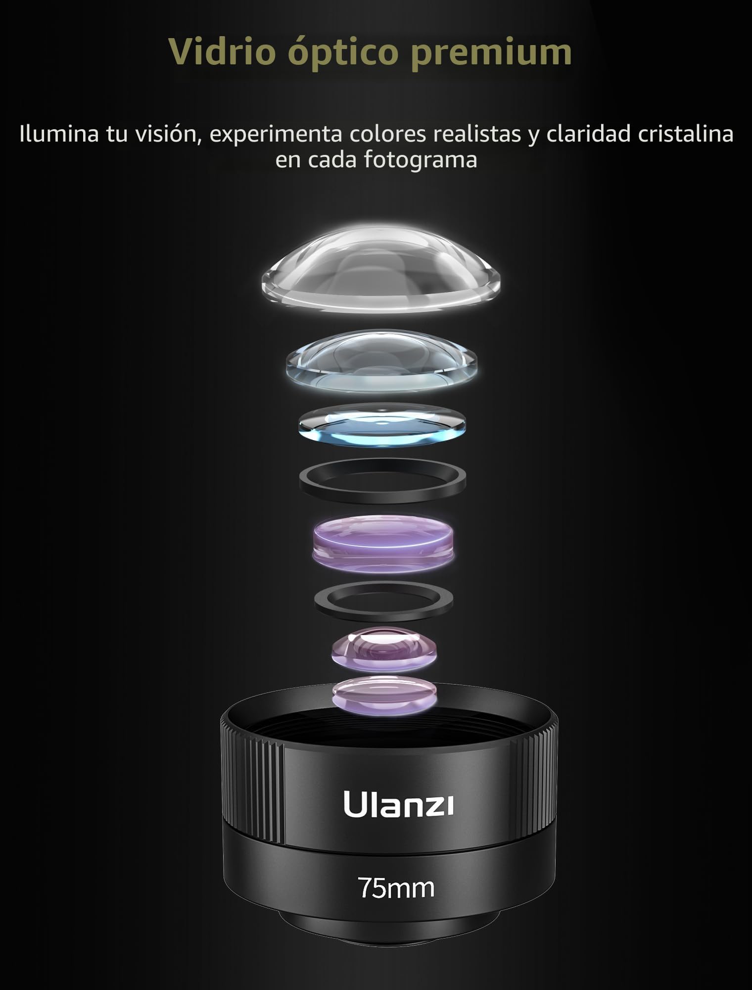 ULANZI CL-003 Lente Macro para Móvil, 75mm Lente de Cámara para Teléfono Móvil, 110x Aumento HD, Juego de Lente de Cámara con Clip de 17mm Compatible con iPhone Samsung Xiaomi Smartphones