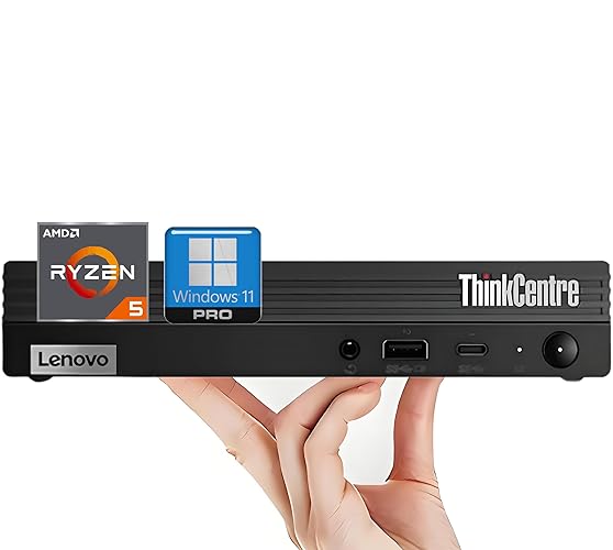 Lenovo ThinkCentre M75q Business Mini Desktop Computer, AMD Ryzen 5 Pro (Up to 4.40GHz), 16GB RAM, 512GB PCIe SSD, Ultra-Quiet Design, 2-Monitor Support 4K, WiFi 6, Keyboard & Mouse, Windows 11 Pro
