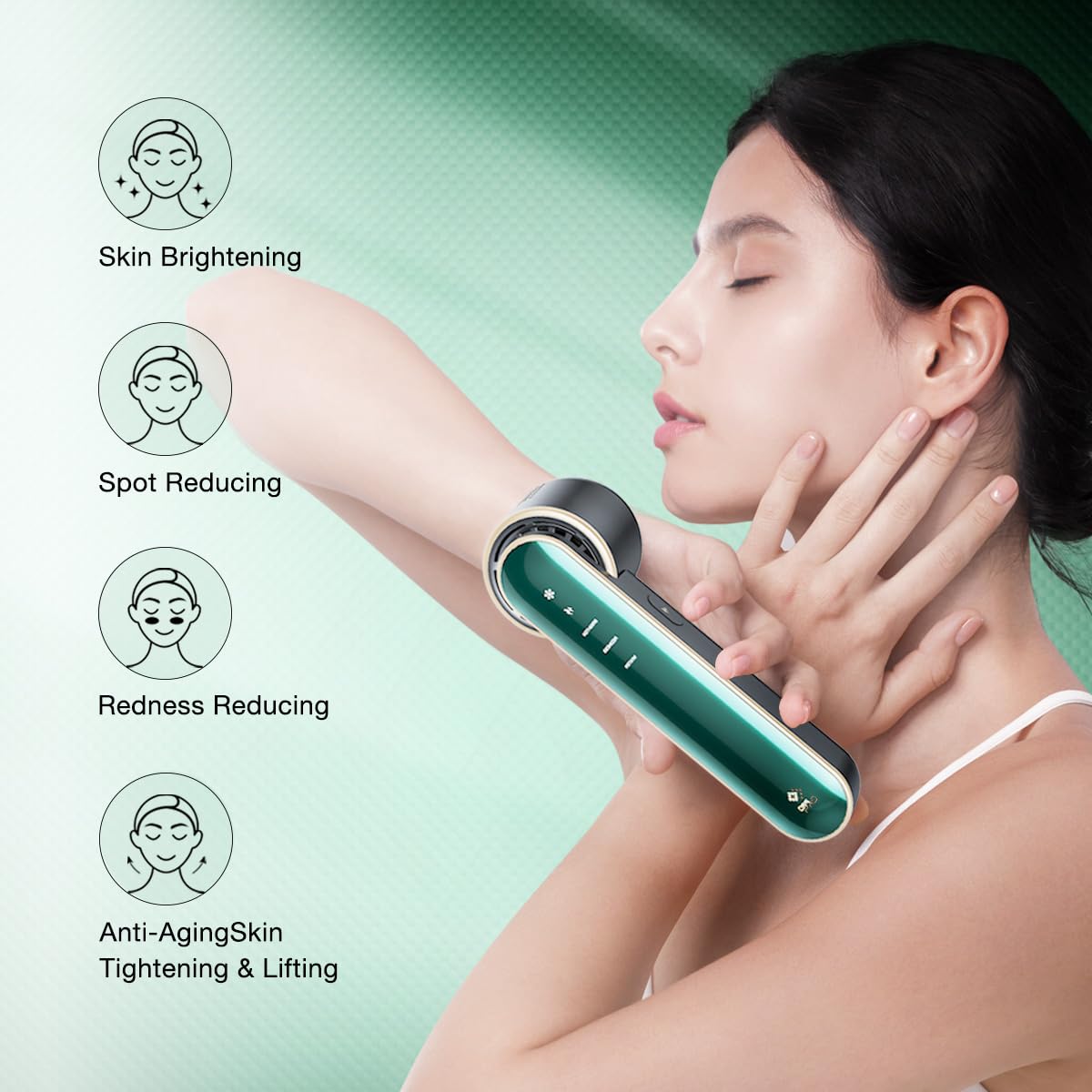 JOVS Blacken PRO Skincare Device for Face, Facial Beauty Device for Skin Rejuvenation Spot and Blemish Lightening, Ice-Cooling Contact | 3 Modes (Green) - Image 3