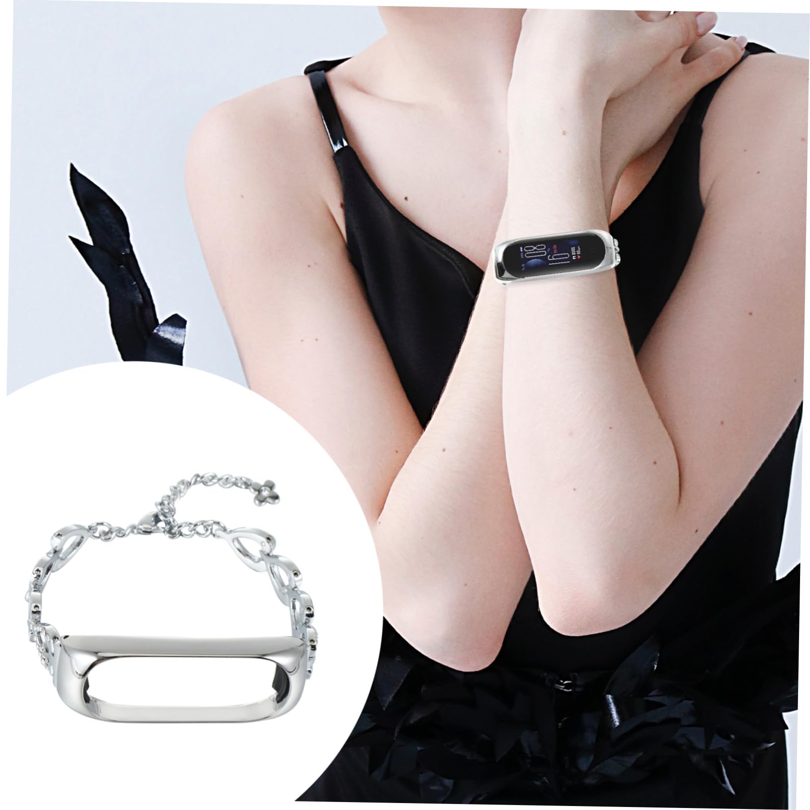 UKCOCO 2 Pièces Millet Bracelet Bracelets Pour Hommes Argent Reloj Inteligente Vintage Montre Élastique De Montre Montre Montage Montre En Alliage De