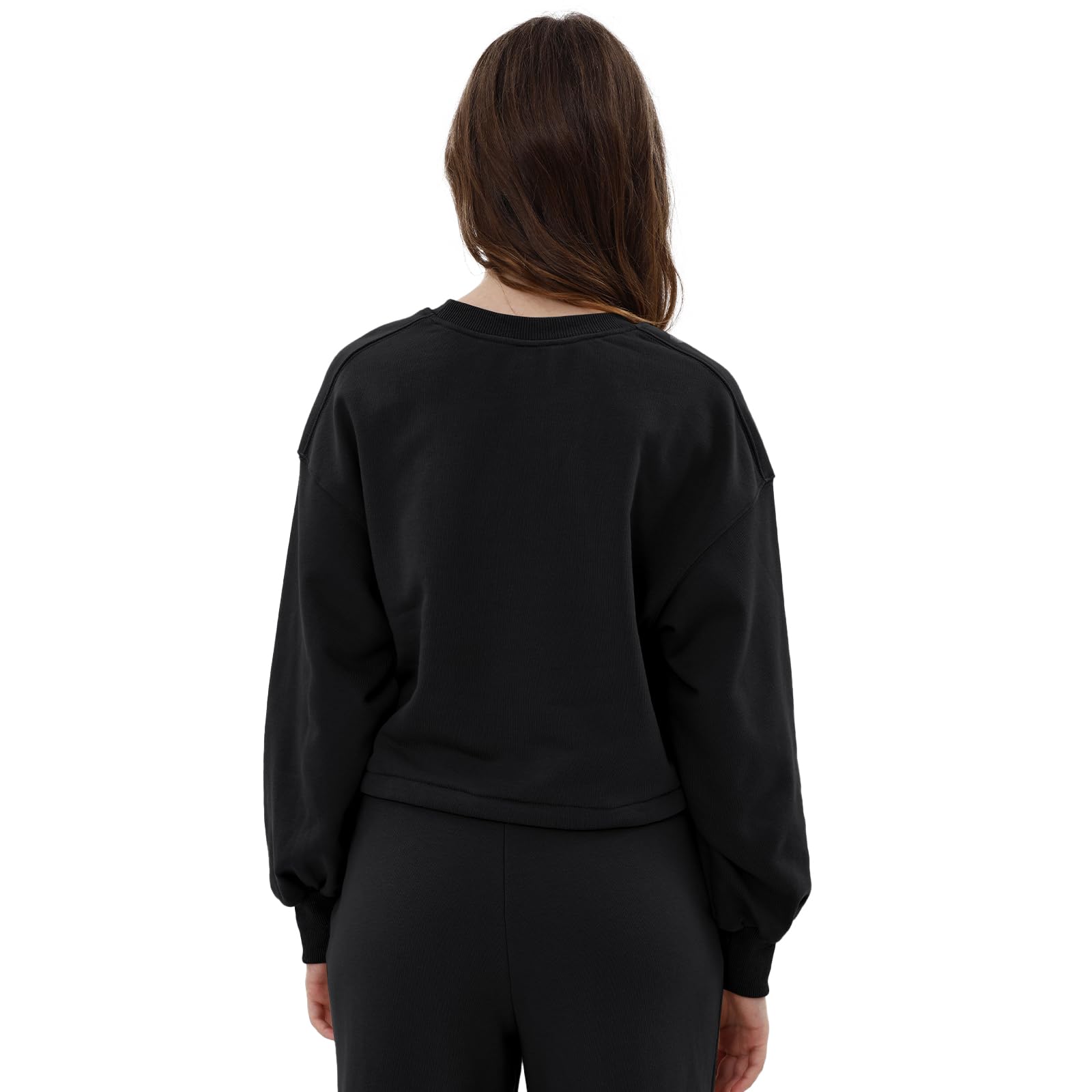 Amazhiyu Sweatshirt für Damen Crop Pullover Herbst Damenpullover Hoodie Ohne Kapuze Langarm Basic Pulli Baumwolle Langarmshirt Tops Bauchfreies Oberteile Winter Mit Kordelzug
