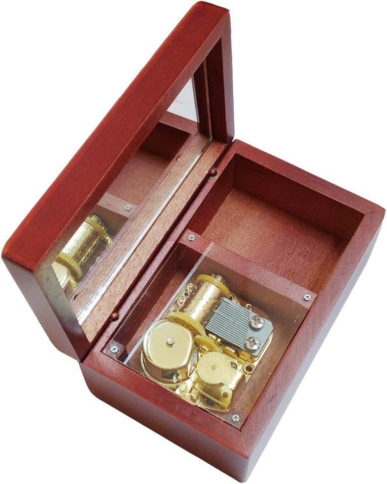 18 Note Antique Wind-Up Wooden Musical Box with Gold-Plating Movement,My Heart Will Go On Music Box